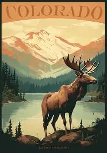 Colorado, Travel Poster.: Colorado, Travel Poster, on archival papaer, linenbacked, Measures 29.00 X 21.00 Inches. These are part of the estate sale and we do not have a COA. All lots offered in our auctions are sold strictly