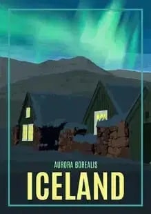 Iceland "Aurora Borealis" Travel Poster: Iceland Travel Poster. on archival paper,linen backed,Measures 33.0 X 24.0 Inches These are part of the estate sale and we do not have a COA. All lots offered in our auctions are sold strictly on an