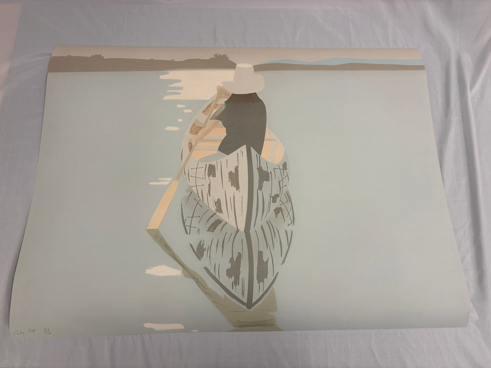 Alex Katz- Good Afternoon 2 (Gray Rowboat) Print (after): Alex Katz "Good Afternoon 2 (Gray Rowboat)" Print on heavy wove fine art paper. Sold after. Dimensions are approximate. Sheet: 27 9/16 x 36 inches. These are part of the estate sale and we do not have