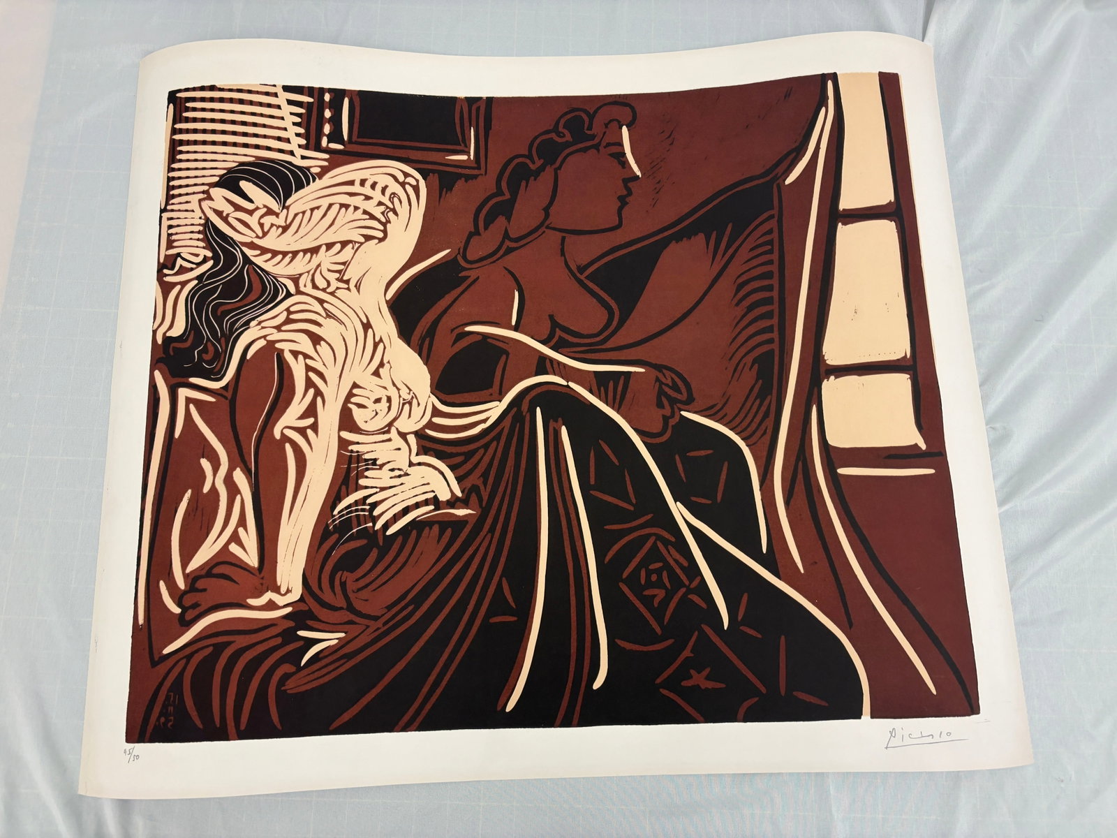 Pablo Picasso-Two Women by the Window (Deux Femmes Près de la Fenêtre) Print after: Two Women by the Window (Deux Femmes Près de la Fenêtre) print by Pablo Picasso sold after. Lithograph on heavy wove arches paper. Dimensions are approximate, sheet: 24 4/5 x 29 1/2 inches. These ar