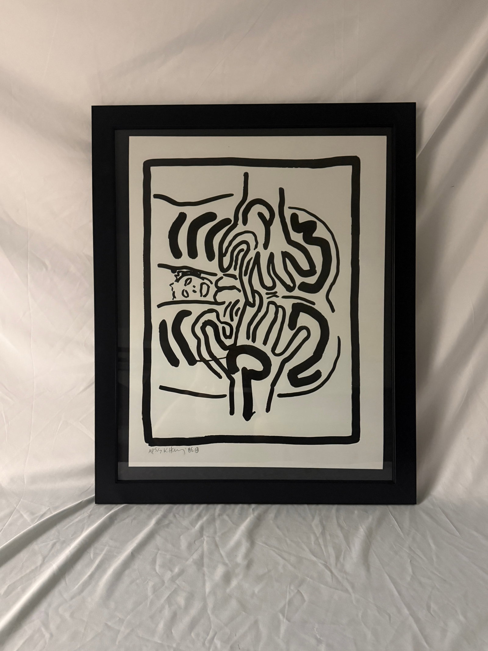 After Keith Haring Untitled, from the Bad Boys Print: Keith Haring "Untitled, from the Bad Boys Portfolio" Sold After. Offset lithograph on wove paper. Sheet measures 20x26 inches approximately. These are part of the estate sale and we do not have a COA.