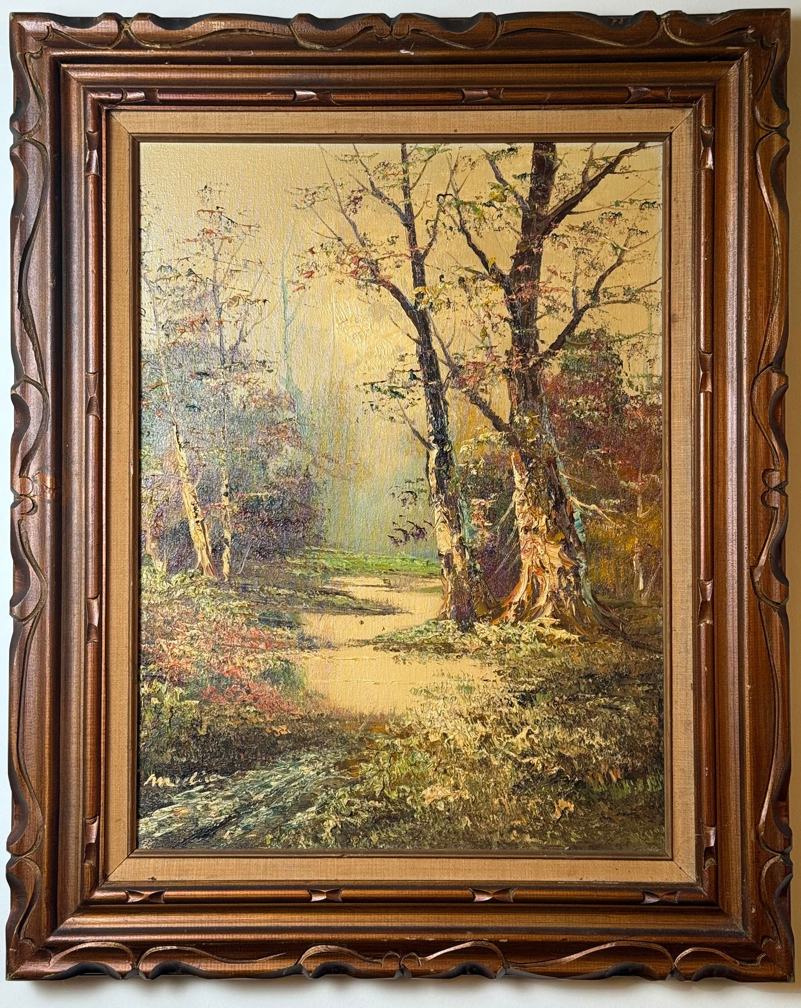 “Woodland Path” Signed Oil Painting, Framed (1 of 3)