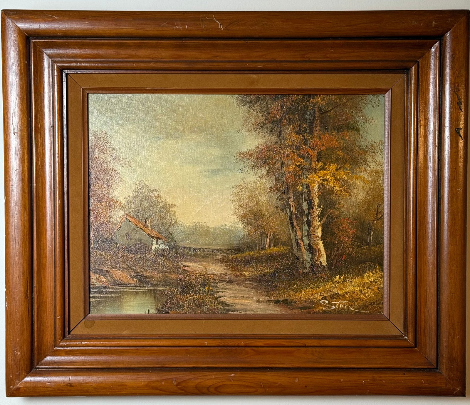 Signed Impressionist River Landscape Oil Painting, Framed (1 of 1)