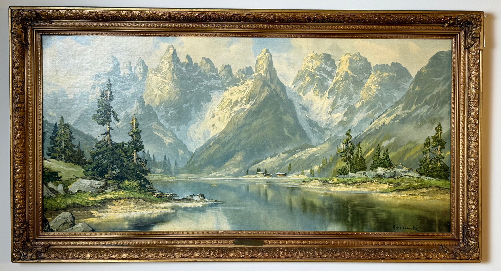Signed European Mountain Landscape Painting ?Dolomites Oil on board (1 of 4)