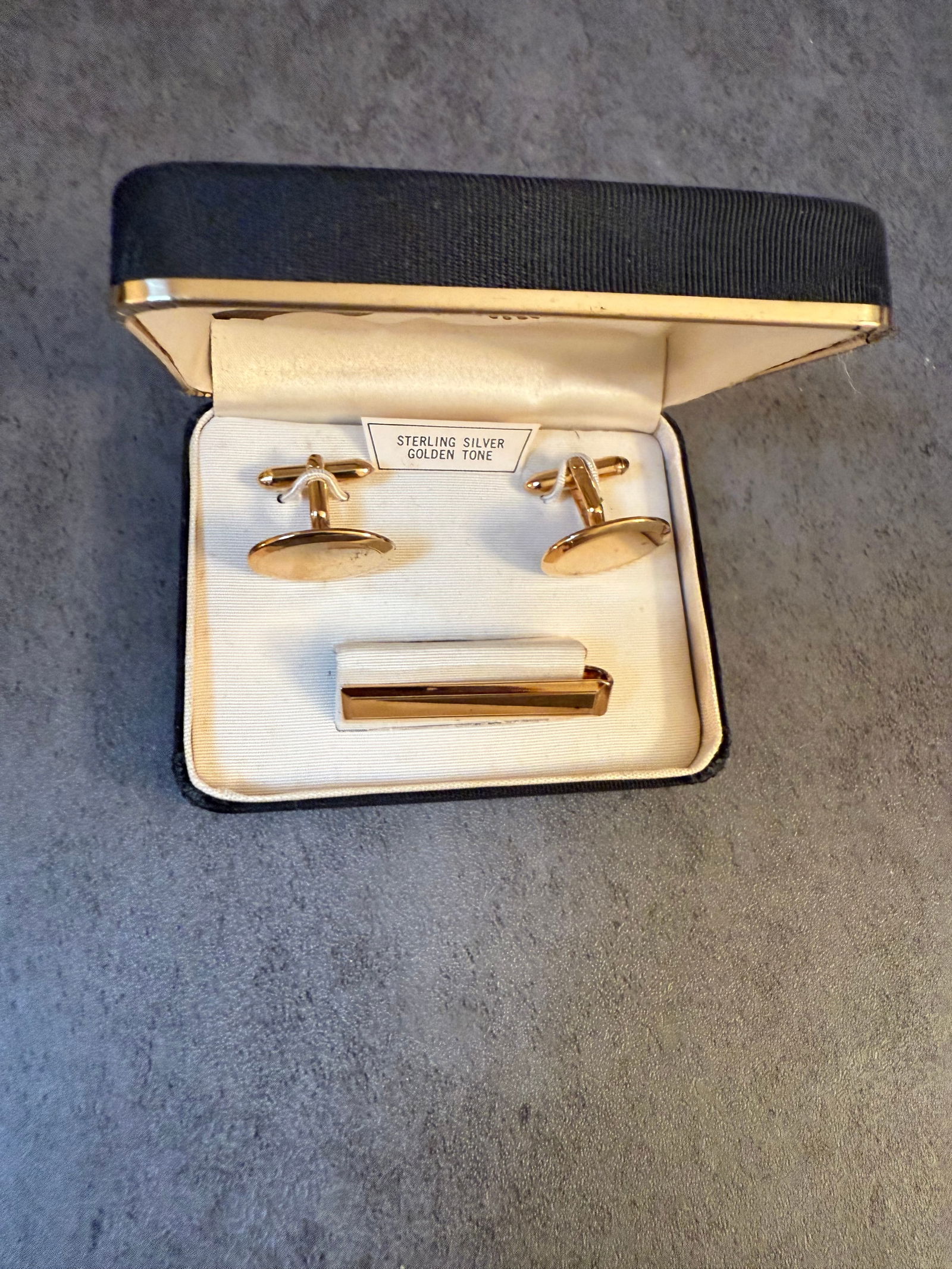 Sterling Silver Gold-Tone Cufflinks and Tie Bar Set, 0.6 oz (1 of 2)