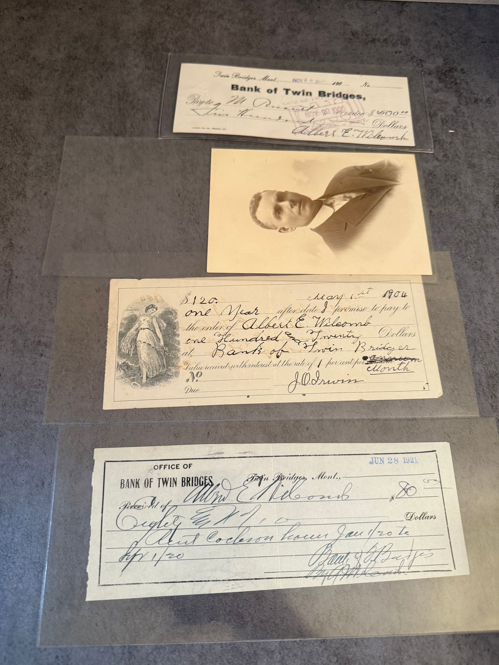 Early 20th Century Bank of Twin Bridges Documents & Cabinet Photograph Group (1 of 3)
