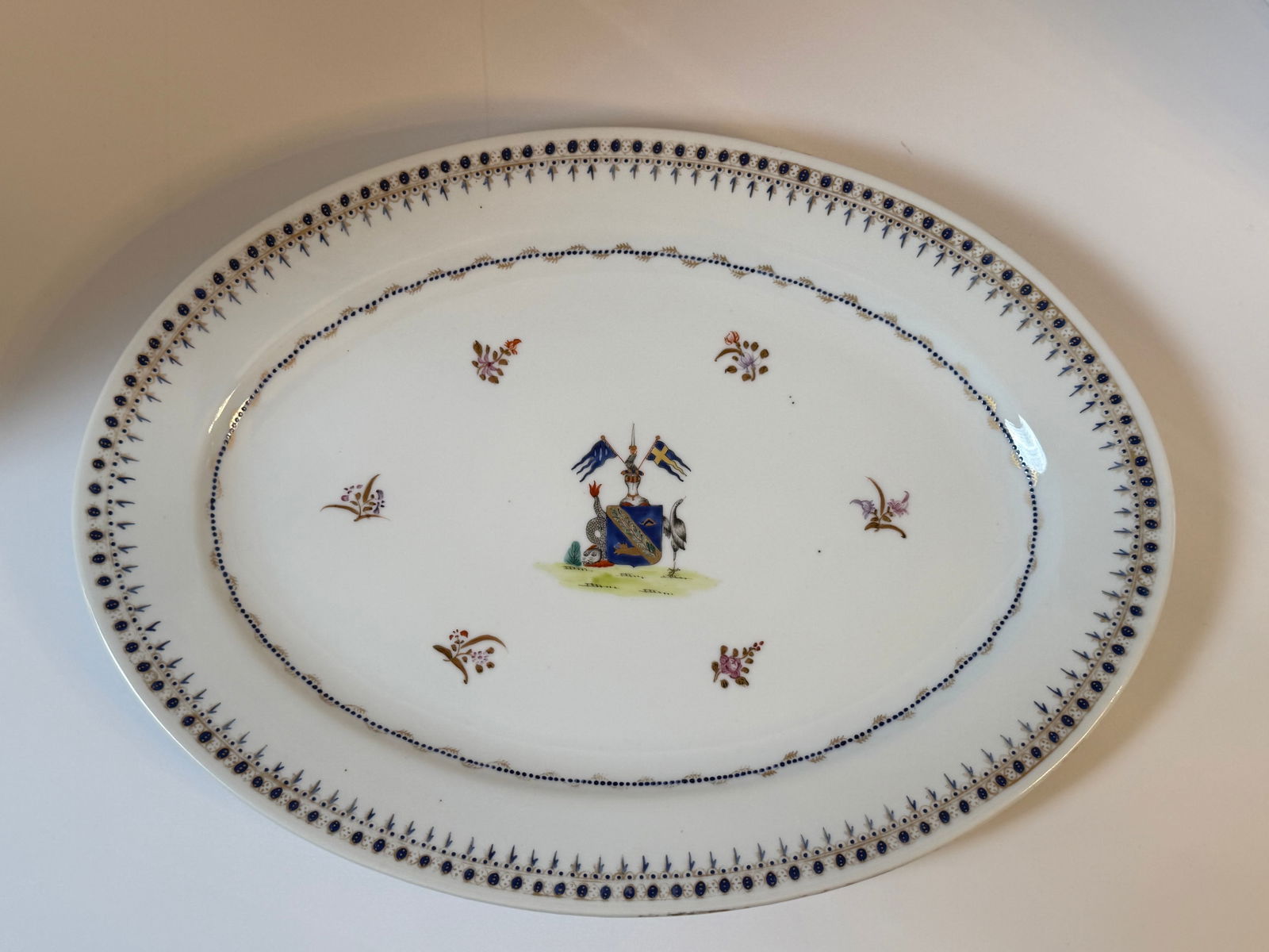 European Porcelain Platter with Armorial Decoration (1 of 2)