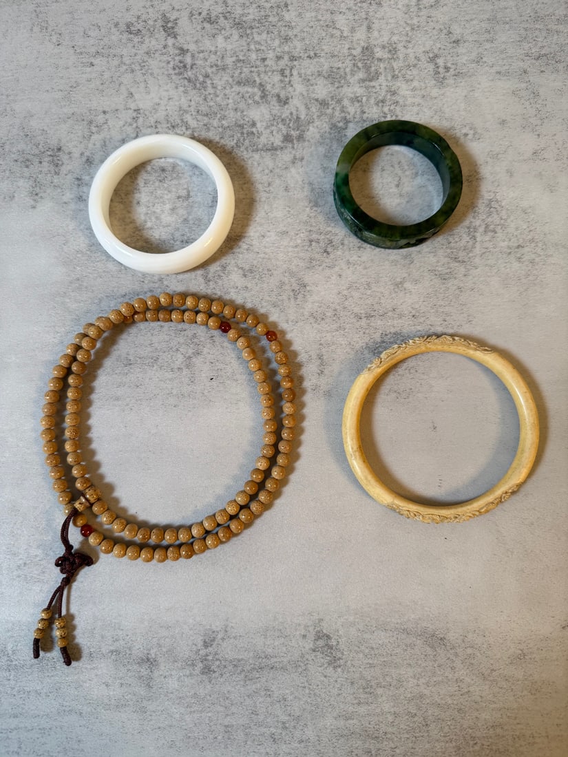 Lot of 4 Vintage Bangles and Prayer Beads - Mixed Materials (1 of 2)