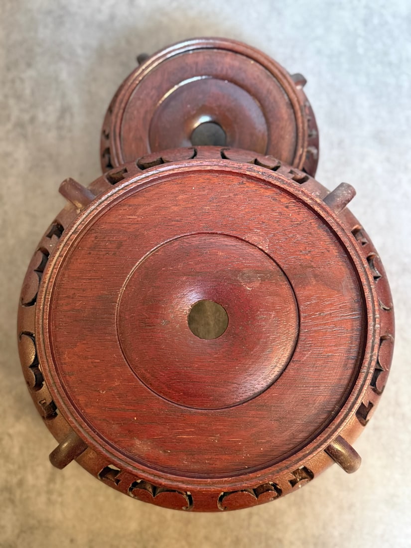 Two Chinese Carved Hardwood Display Stands - 2