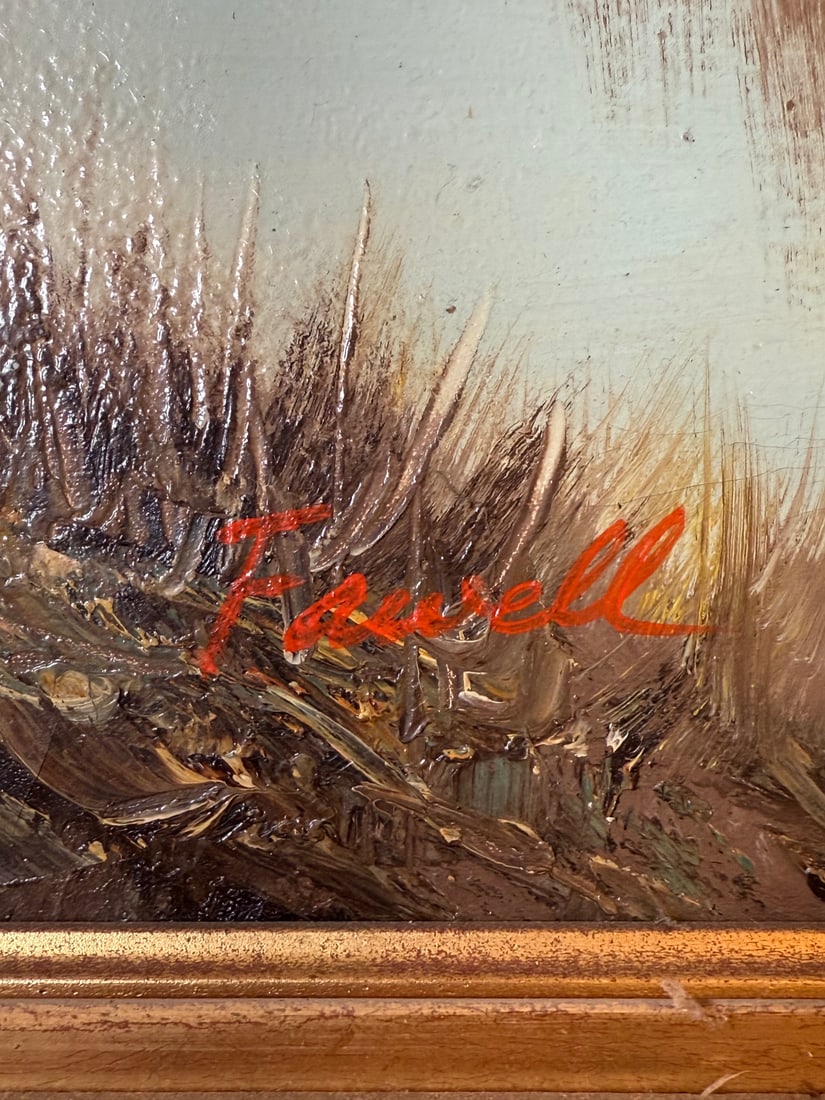 Fawell Signed Oil on Canvas Autumn River Landscape in Ornate Gilt Frame, 20th Century - 2