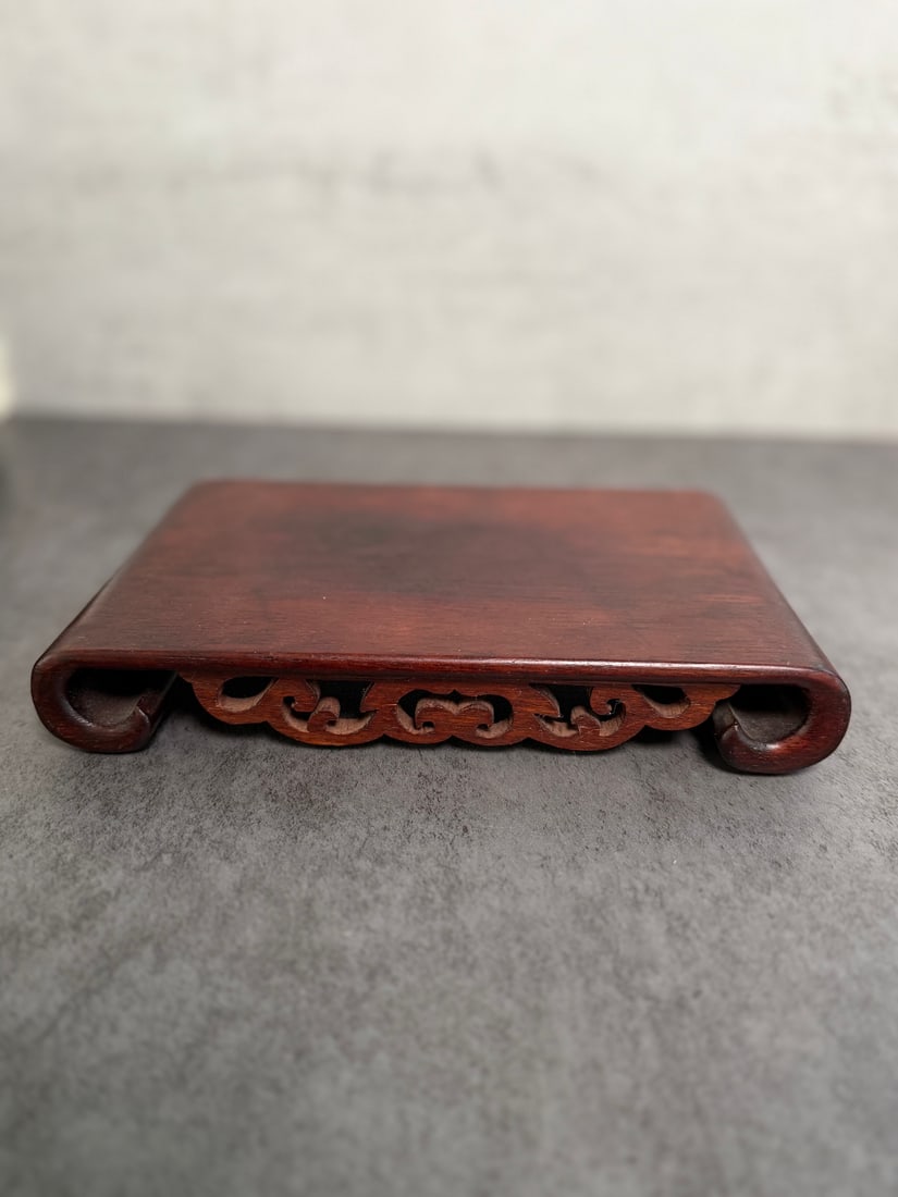 Lot of 5 Chinese Display Stands - 2 Brass & 3 Carved Hardwood Bases for Vases Bonsai - 2