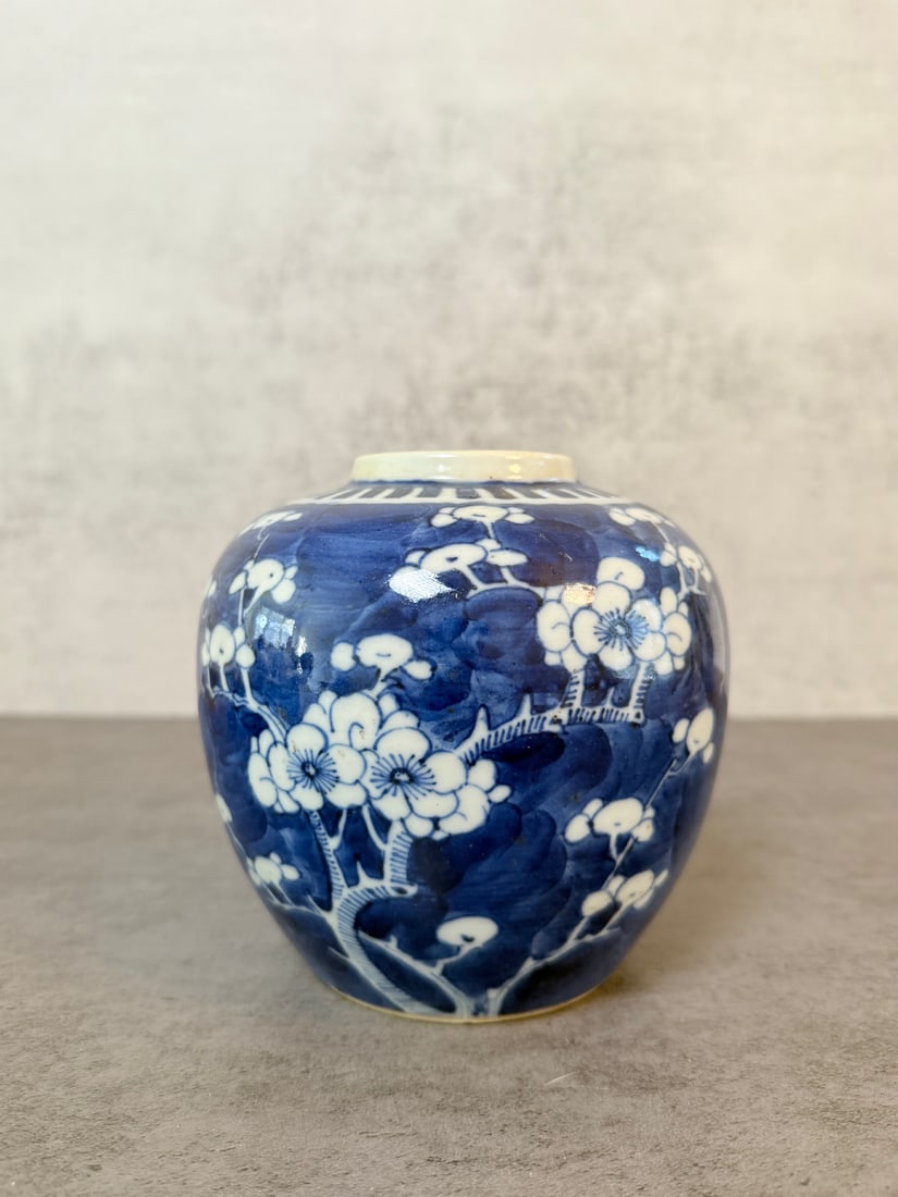Chinese Blue and White Porcelain Ginger Jar with Prunus Decoration (1 of 2)