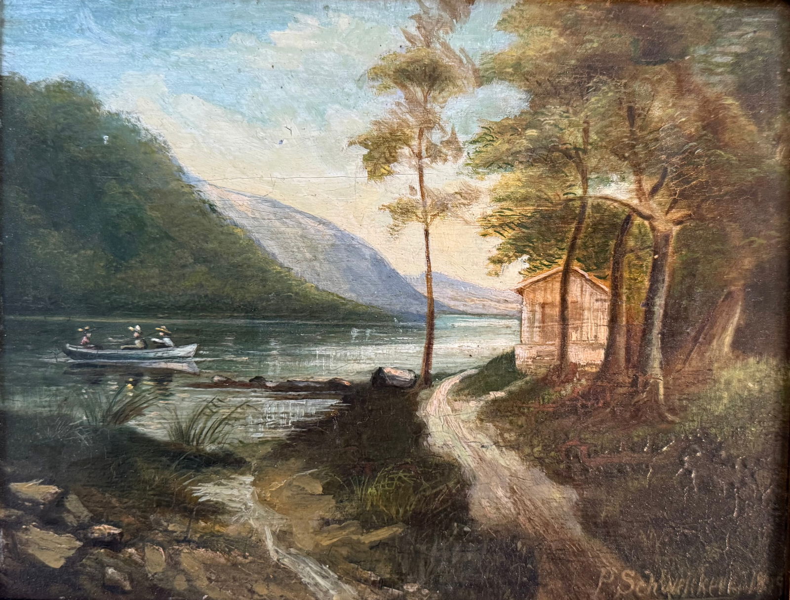 Signed Pair of Oil on Board Landscape Paintings by P. Schweikern, Dated 1894, Framed - 2