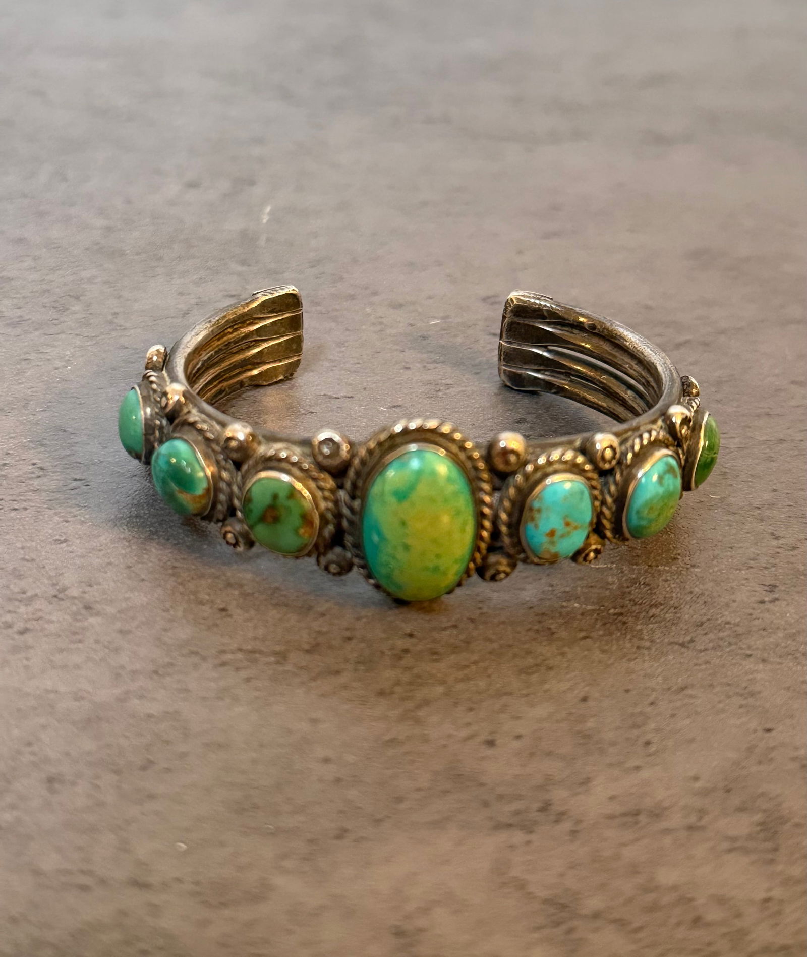Sterling Silver Turquoise Cabochon Southwestern Style Cuff Bracelet (1 of 2)