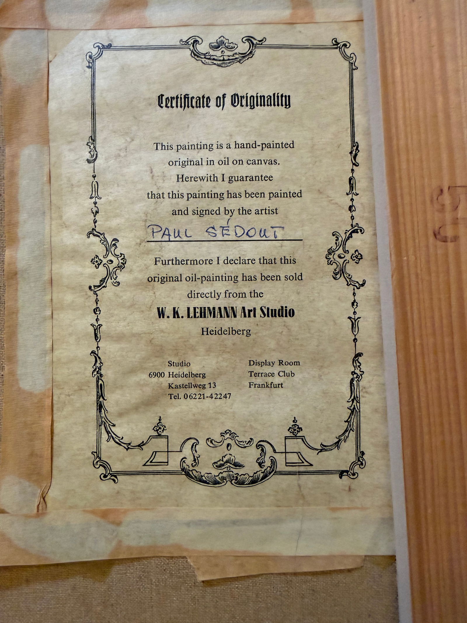 Paul Sedout German Landscape Oil Painting w/ Certificate - 2