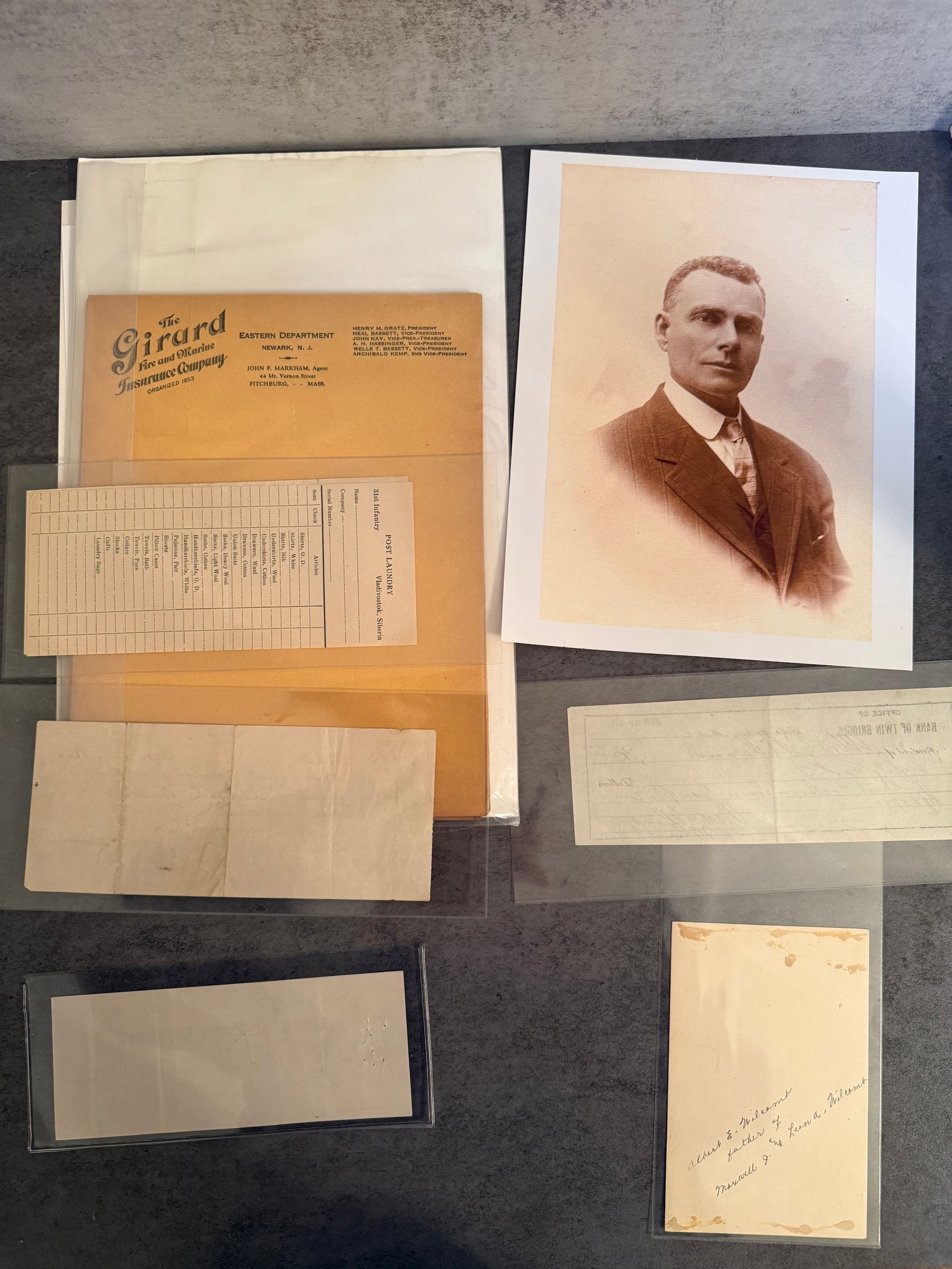 Early 20th Century Americana Ephemera Archive w/ Portrait Photograph, Bank of Twin Bridges Check & - 2