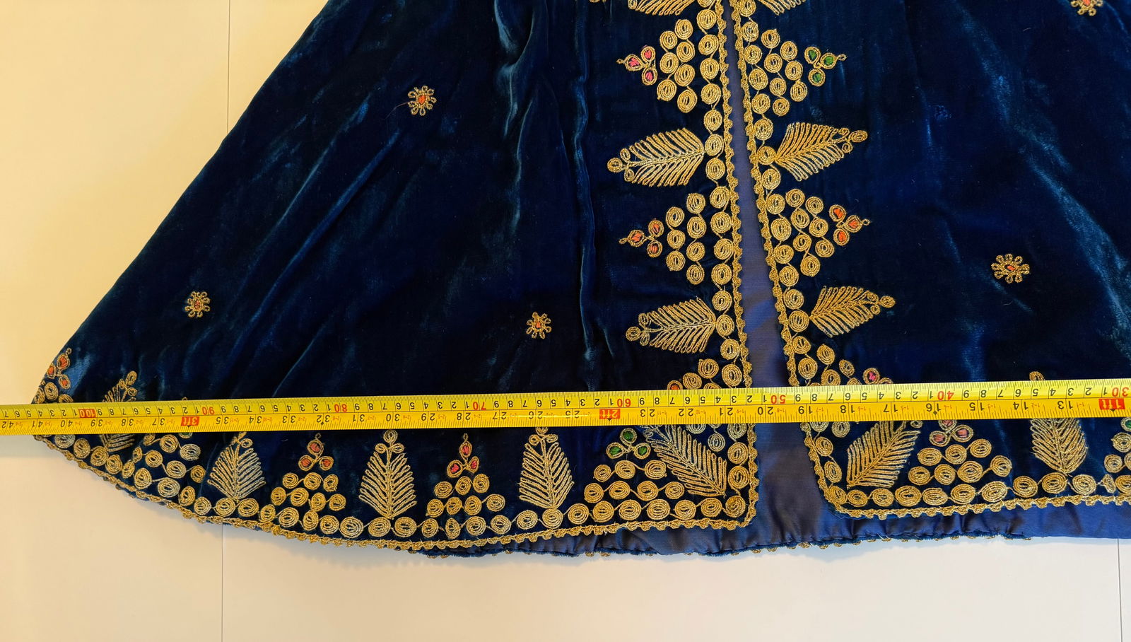 Blue Velvet Embroidered Cape with Matching Purse - 3