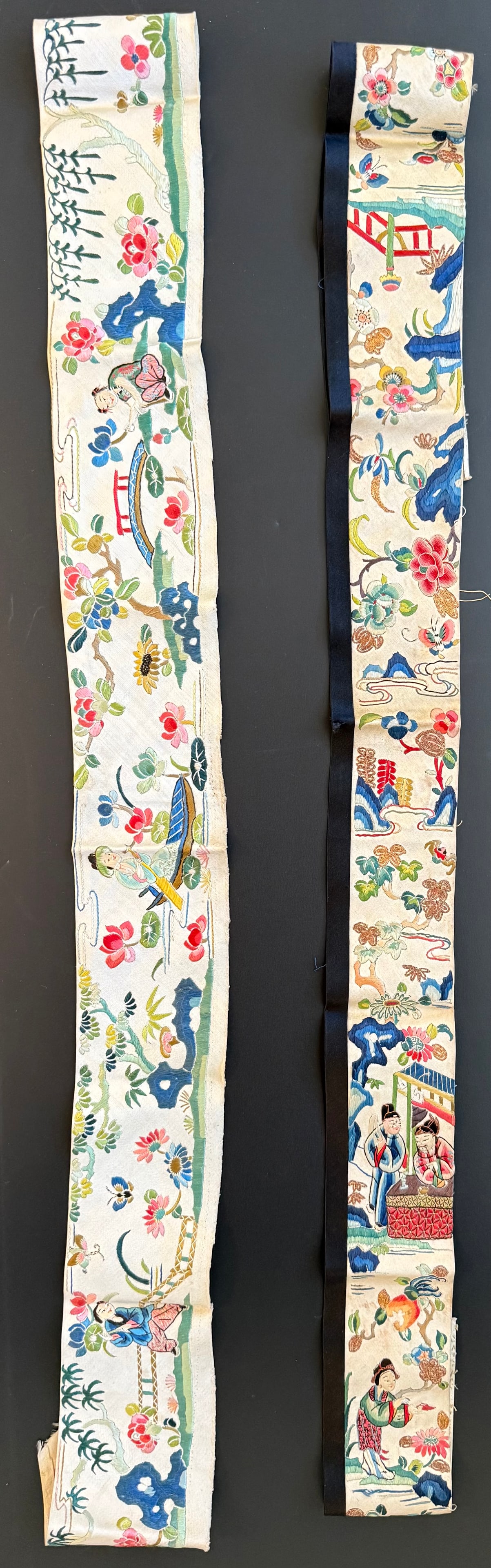 Pair of Chinese Embroidered Silk Figural Decorative Panels (1 of 1)