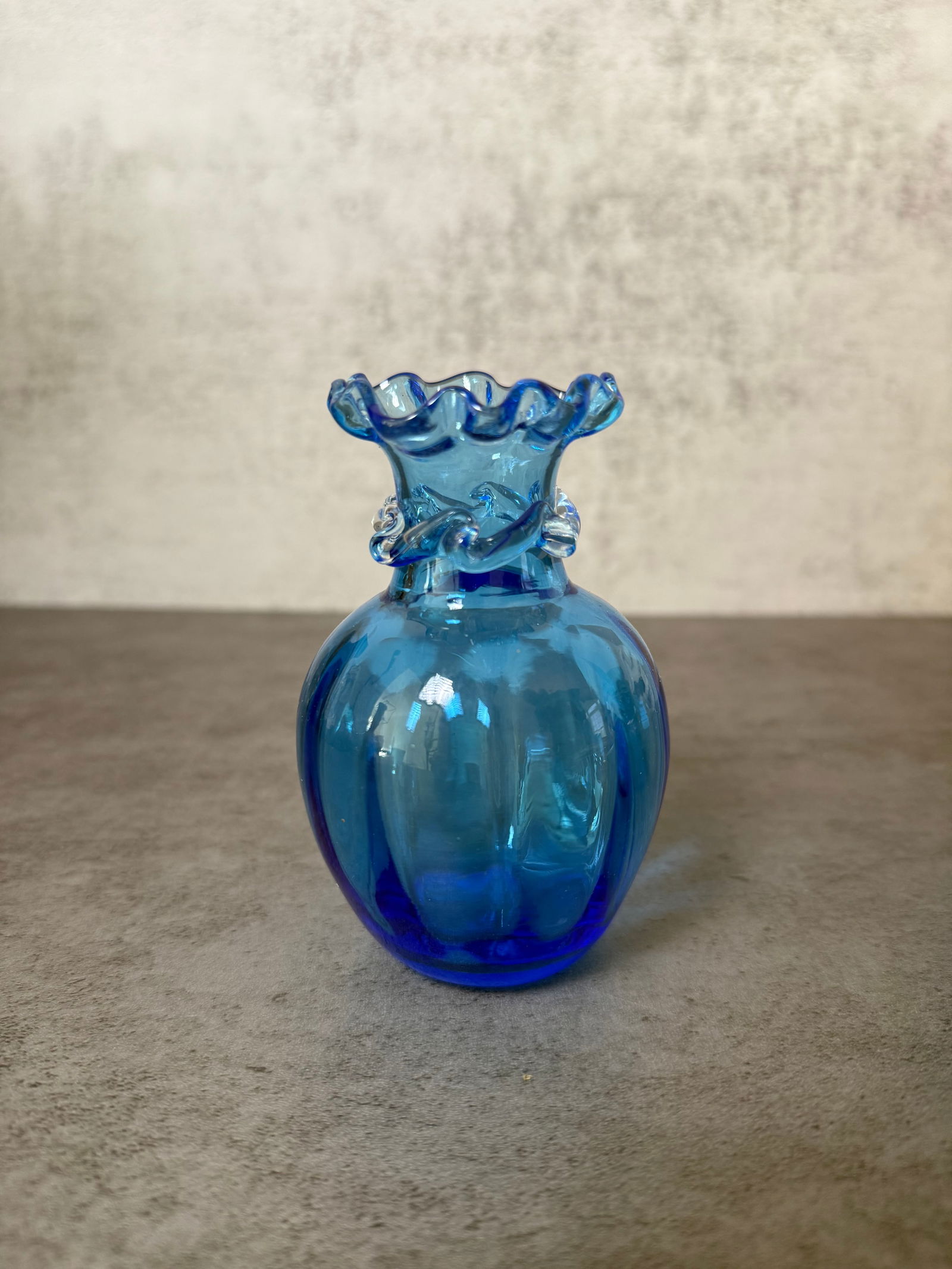 Pair of Blue Art Glass Miniature Vases - 2