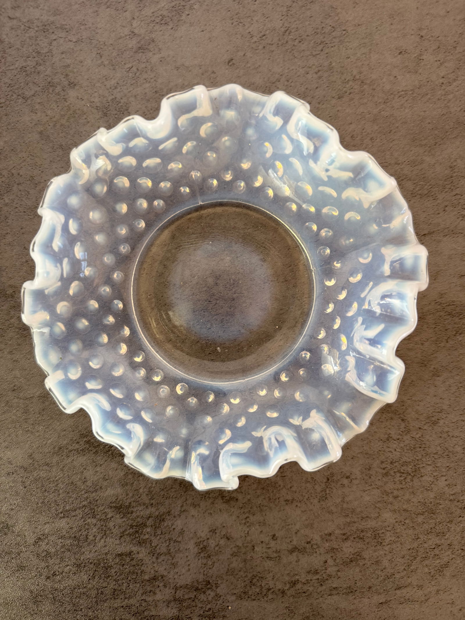 Pair of Hobnail Opalescent Glass Ruffled Bowls - 3
