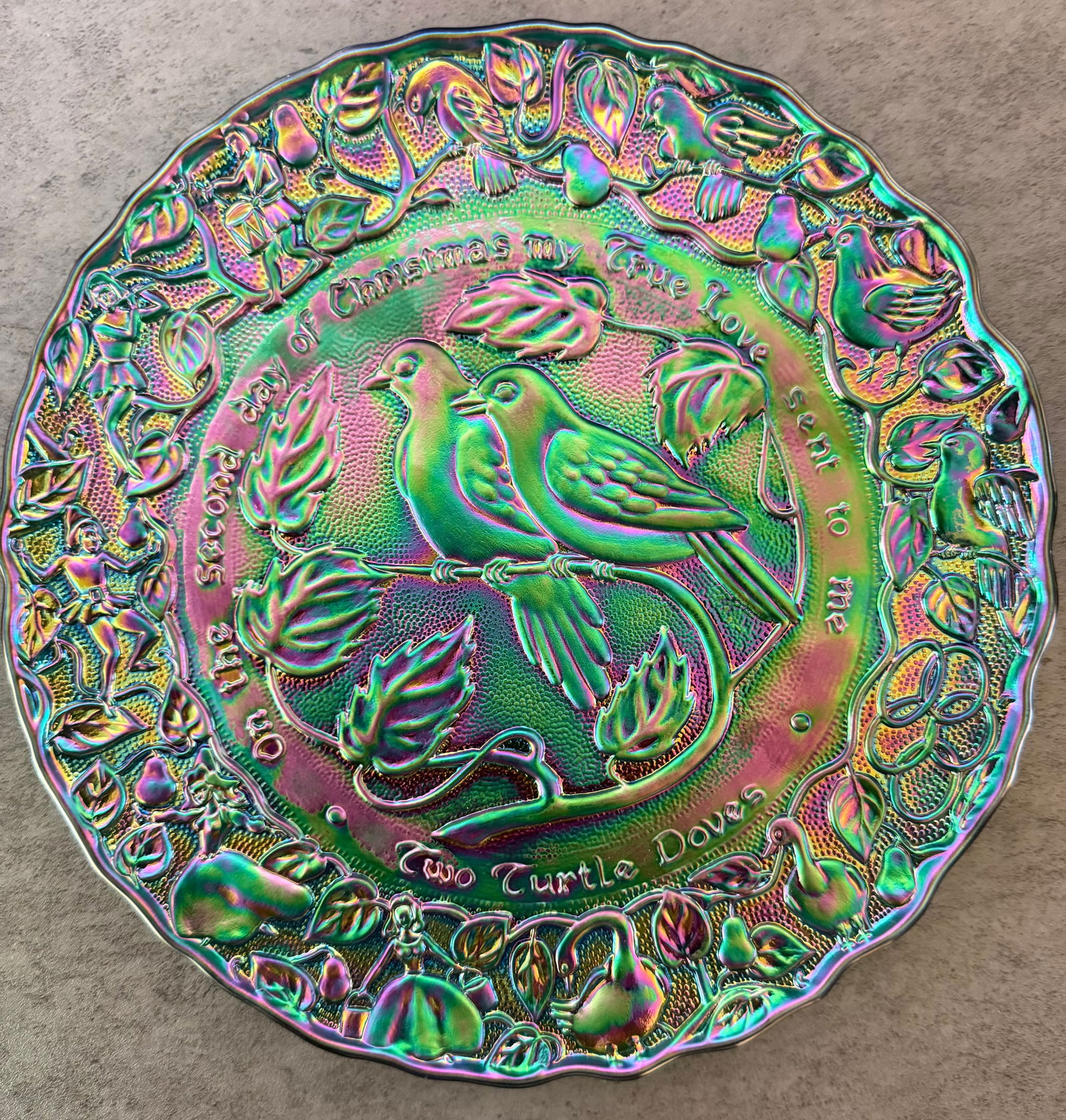 Fenton Carnival Glass “12 Days of Christmas” Collector Plates, Lot of 4 - 2