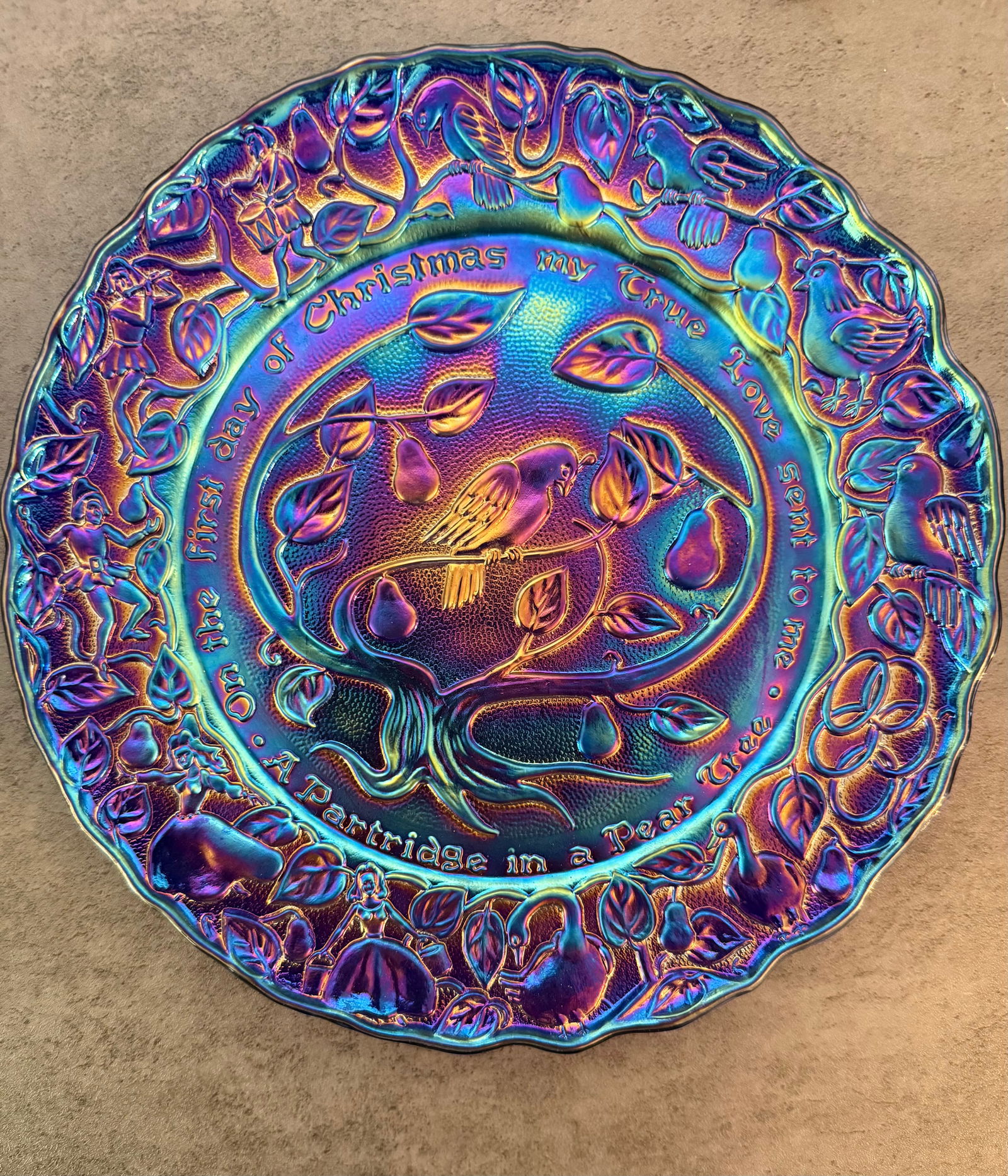 Fenton Carnival Glass “12 Days of Christmas” Collector Plates, Lot of 4 - 3