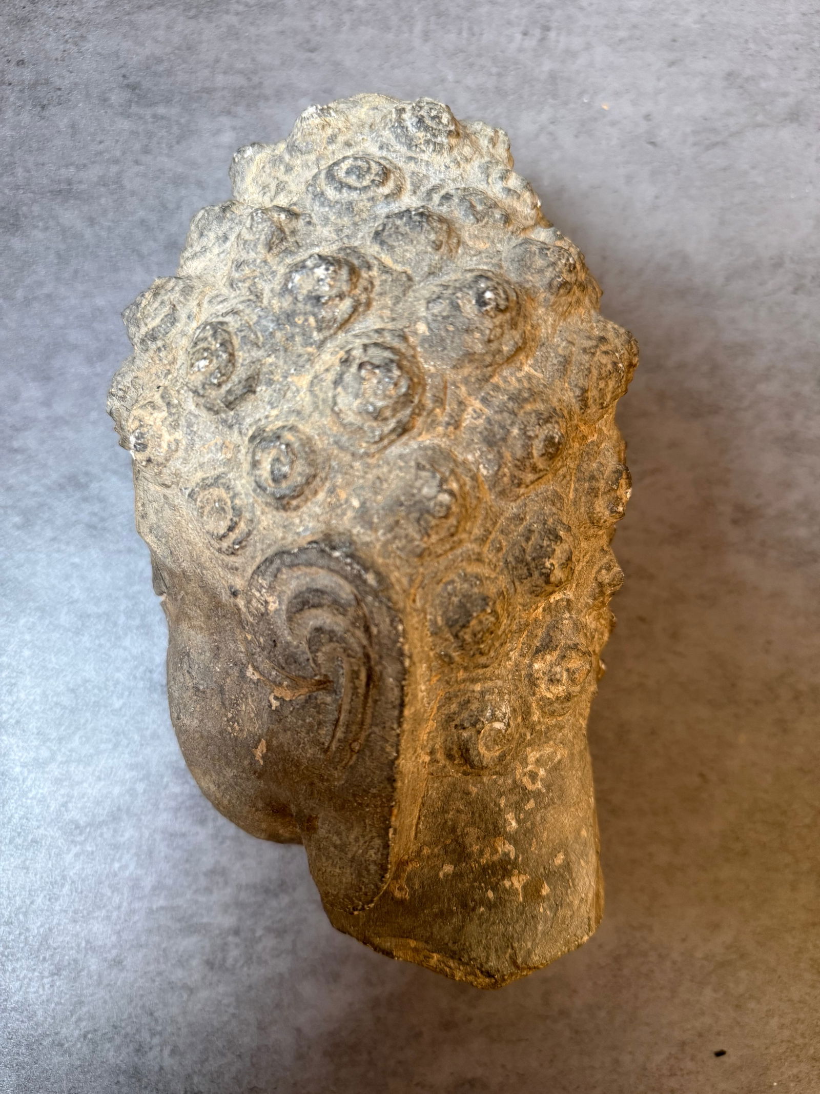 Antique Chinese Earthenware Buddha Head Sculpture - 2