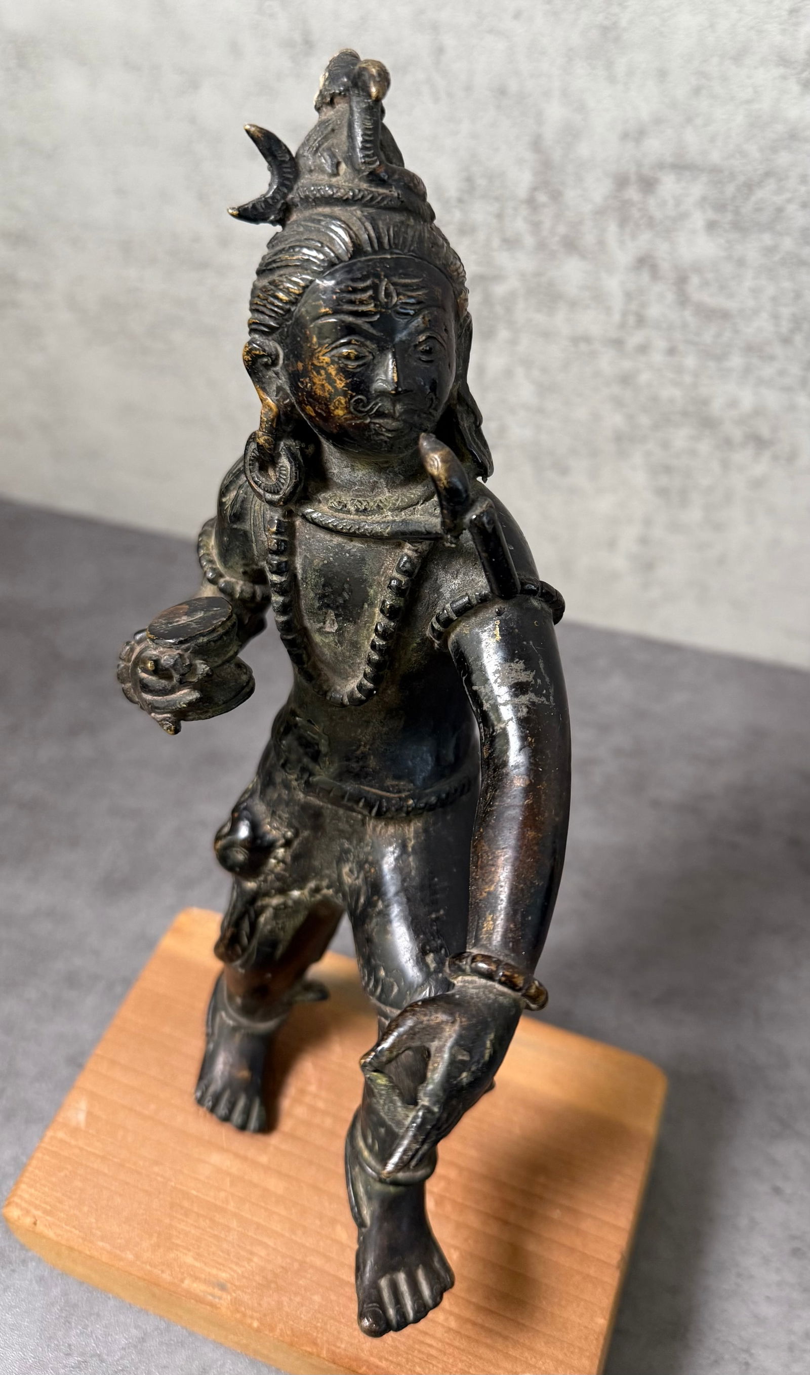 Antique Indian Style Bronze Dancing Shiva Figure on Stand - 2
