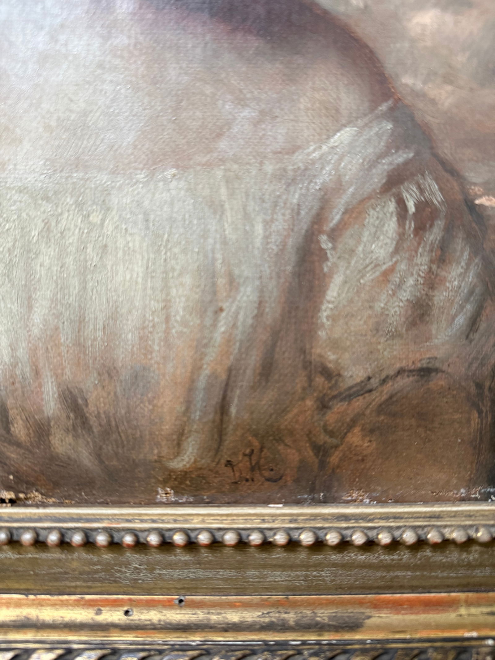 Antique 19th Century Oil on Canvas — "On the Verge of Tears," - 3