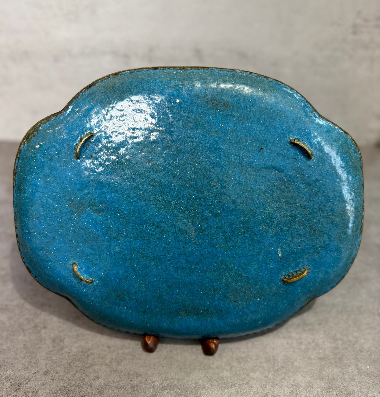 Antique Japanese Cloisonné Enamel Tray, Phoenix and Floral Design, Meiji Period - 2