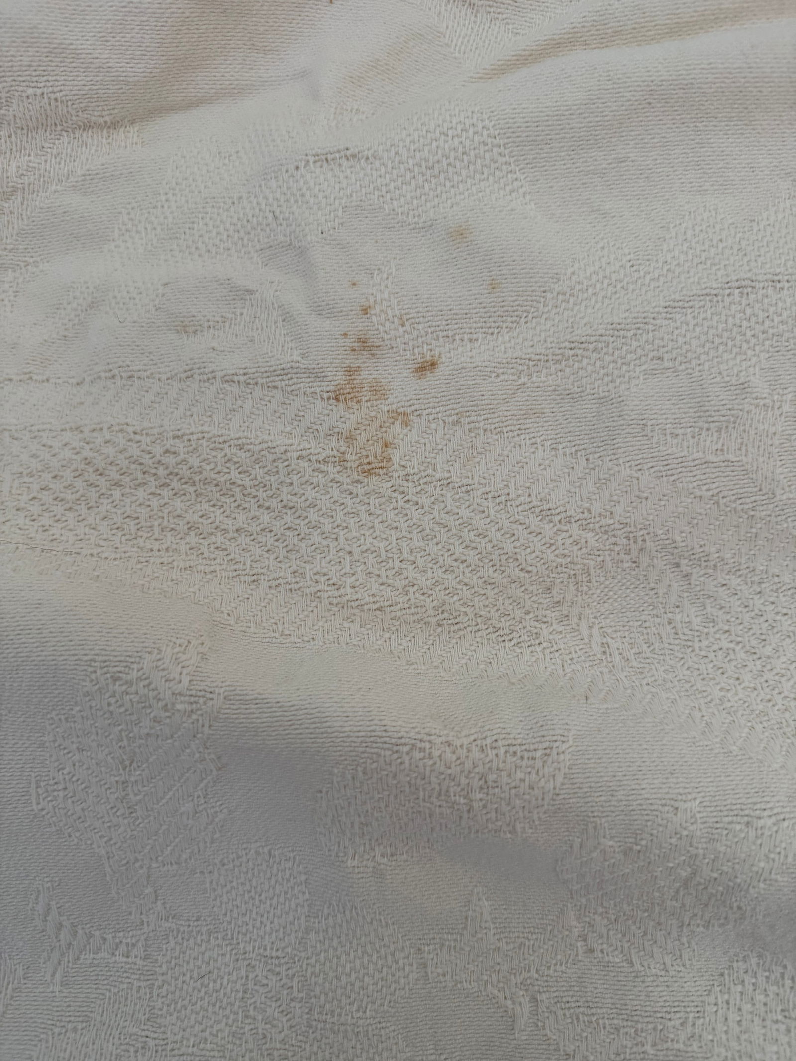 Vintage King Size Cotton Woven Blanket / Bedspread, Ivory, Made in USA - 4