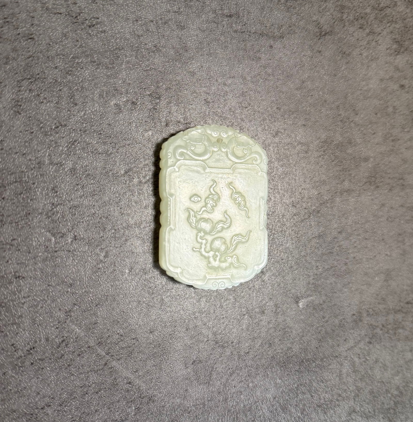 Chinese Carved Jade Pendant Plaque with Boy Riding Elephant Motif - 2