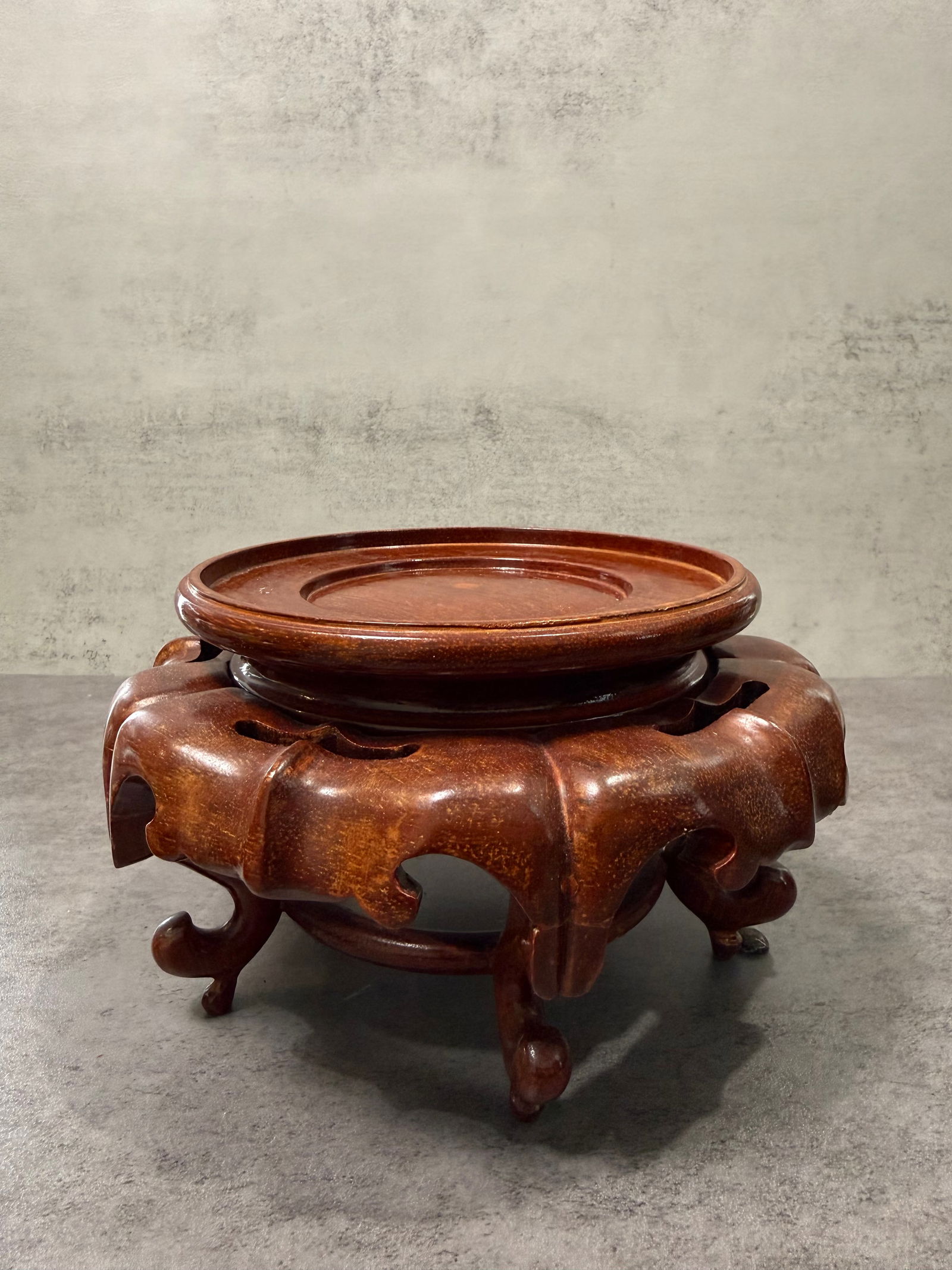 Group of Chinese Carved Wooden Display Stands for Vases and Objects - 4