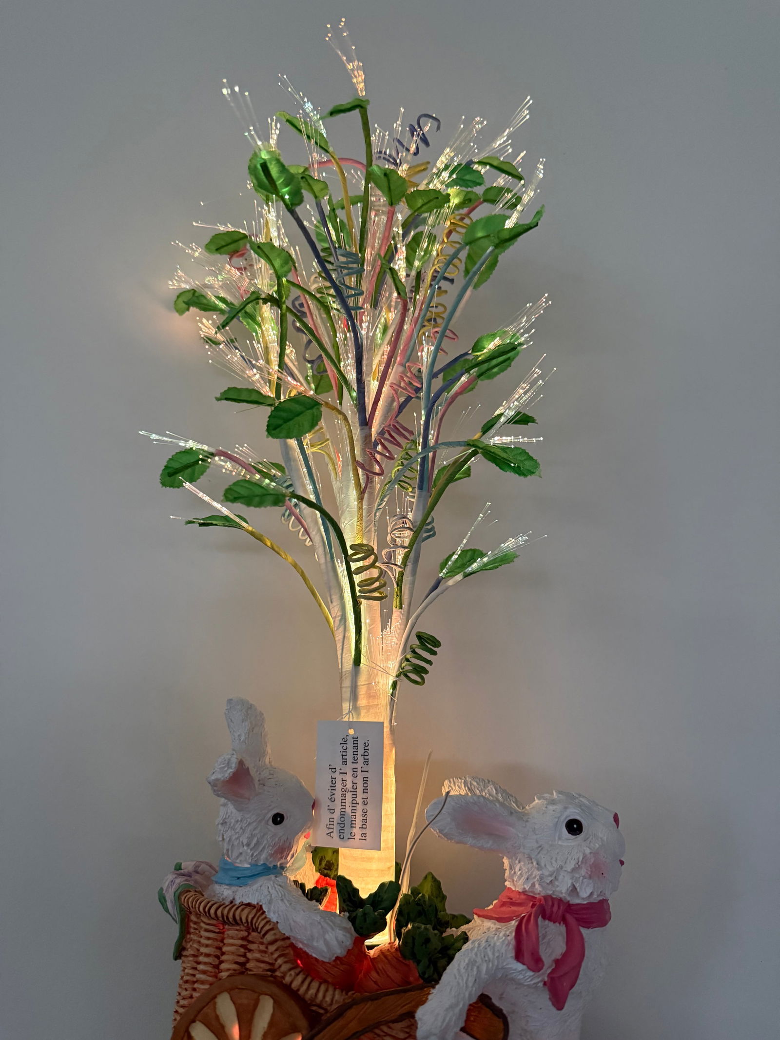 Vintage Easter Bunny Figurines Set with Tree Centerpiece, Hand Painted Resin Rabbit Family Decor - 2