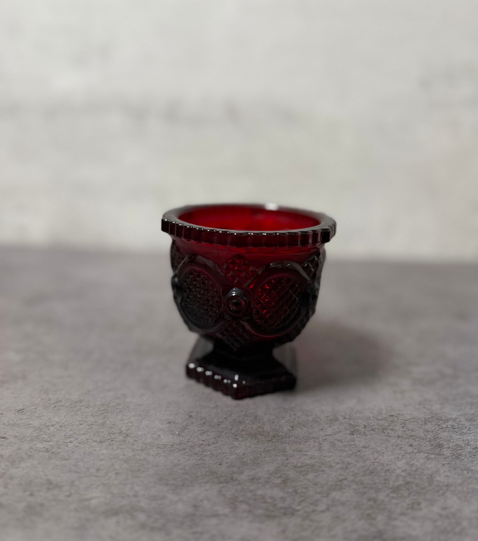 Avon Cape Cod Ruby Red Glass Collection, Bell, Decanter, Creamer & Bowl, Vintage Set - 3