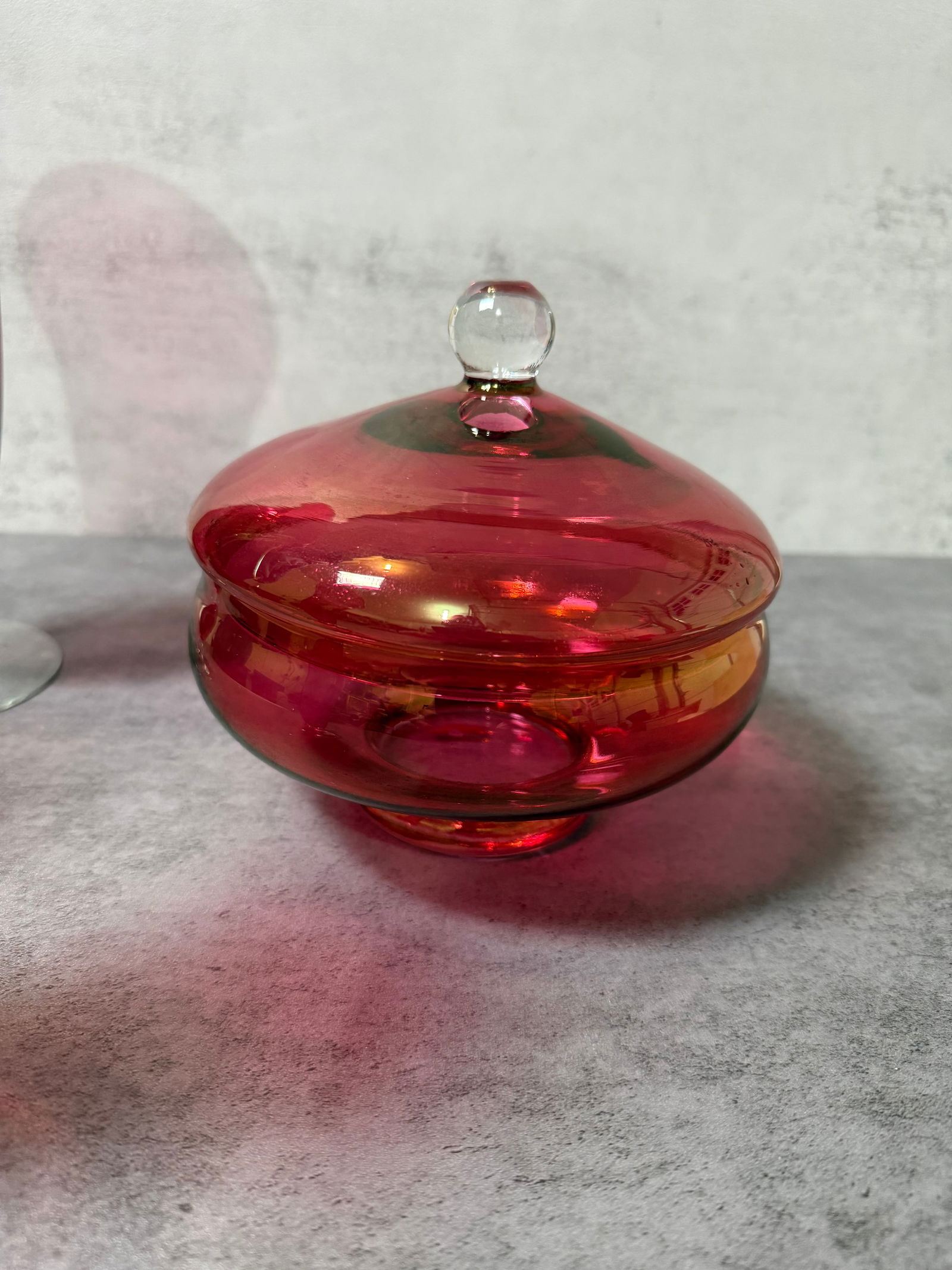 Vintage Ruby Red Glass 40th Anniversary Vases and Covered Dish, Gold Decoration Set - 2