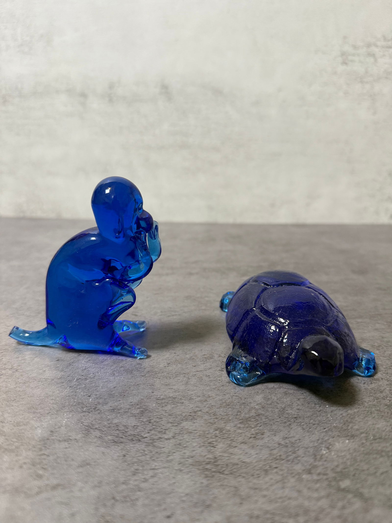 Vintage Blue Glass Figural Collection, Animals and Avon Car Perfume Bottle Lot - 4