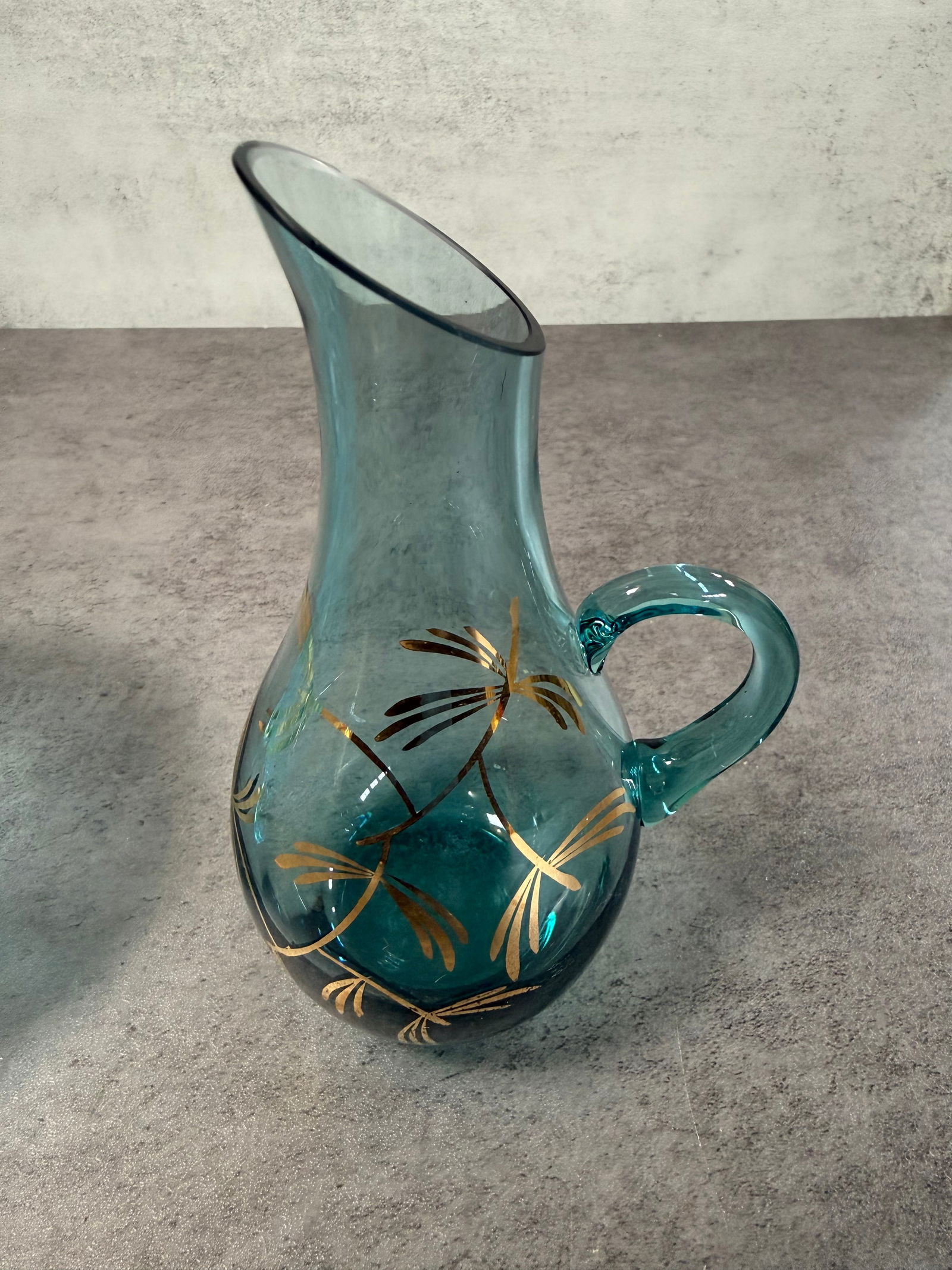 Charming Vintage Blue Glass Footed Bowl & Mini Pitcher Set, Pressed & Handled, Decorative Pair - 2