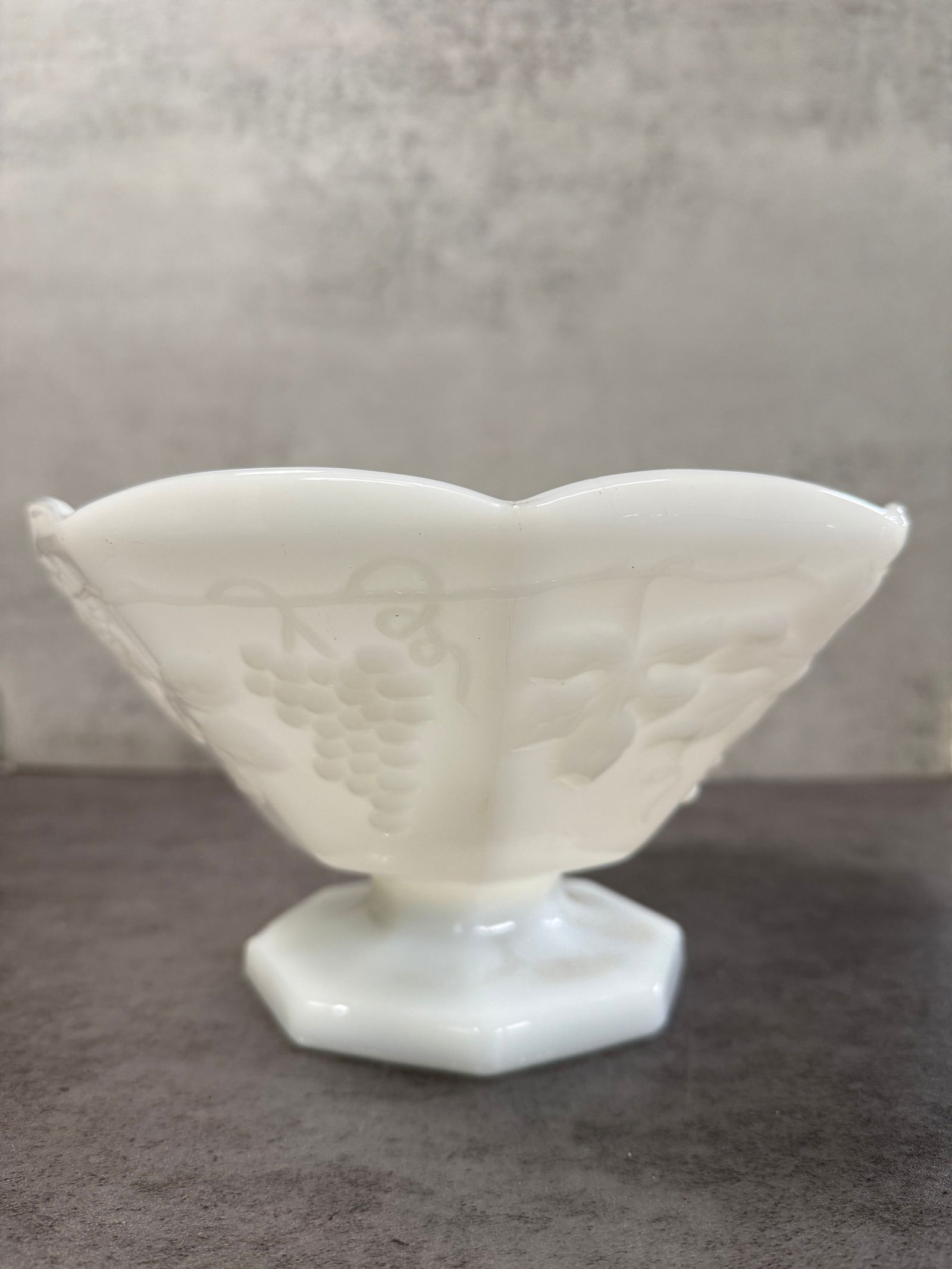 Elegant Vintage Milk Glass Serving & Decorative Group, Gilt Rim Dish, Footed Bowl & Covered Jar - 4