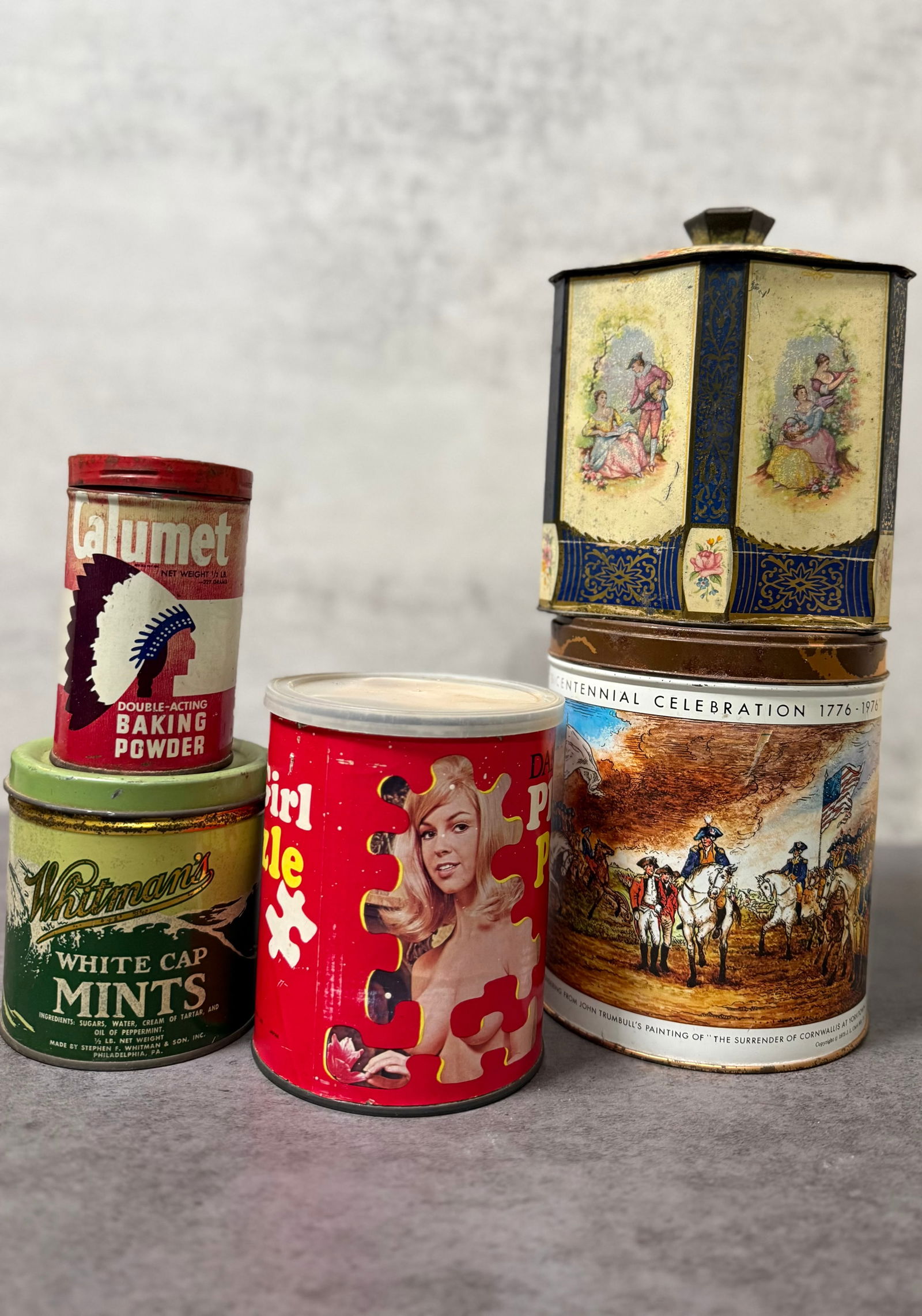 Lot of 5 Vintage Tins, Whitman’s Mints, Calumet Baking Powder, Decorative Collectible Containers (1 of 2)