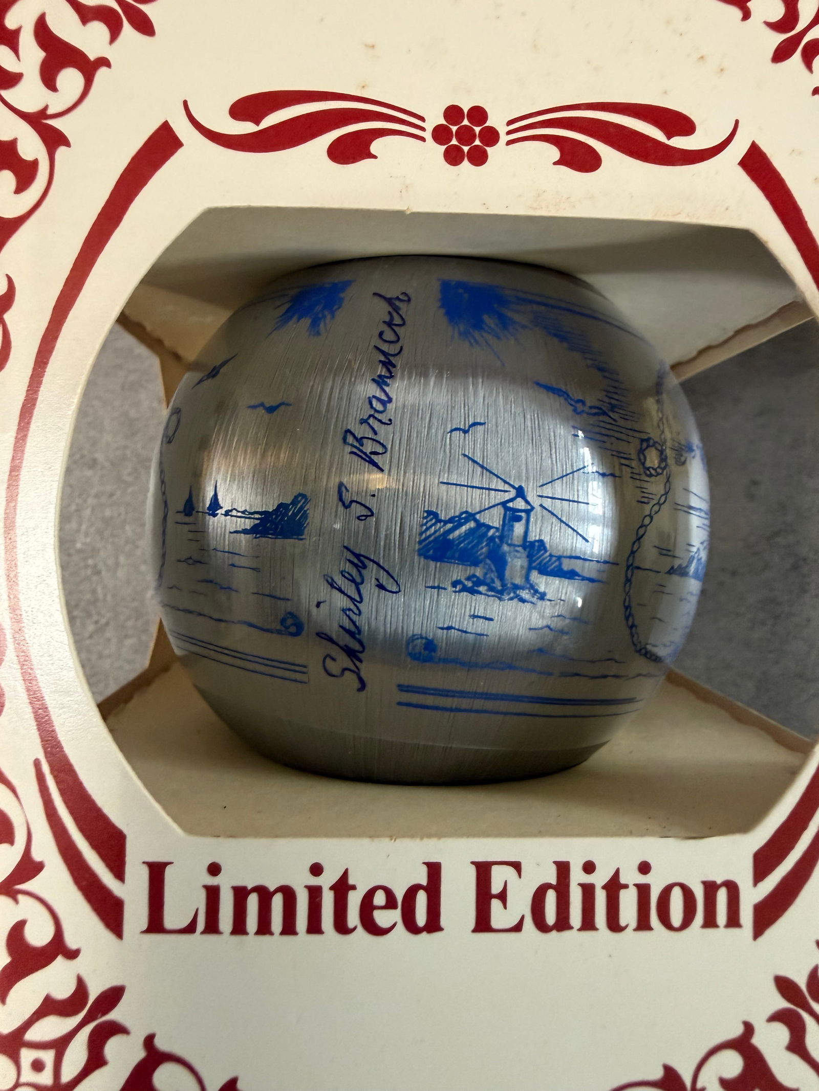 Lot of 7 Vintage Limited Edition Christmas Ornaments, Silk Wrapped Decorative Holiday Baubles in Box - 5