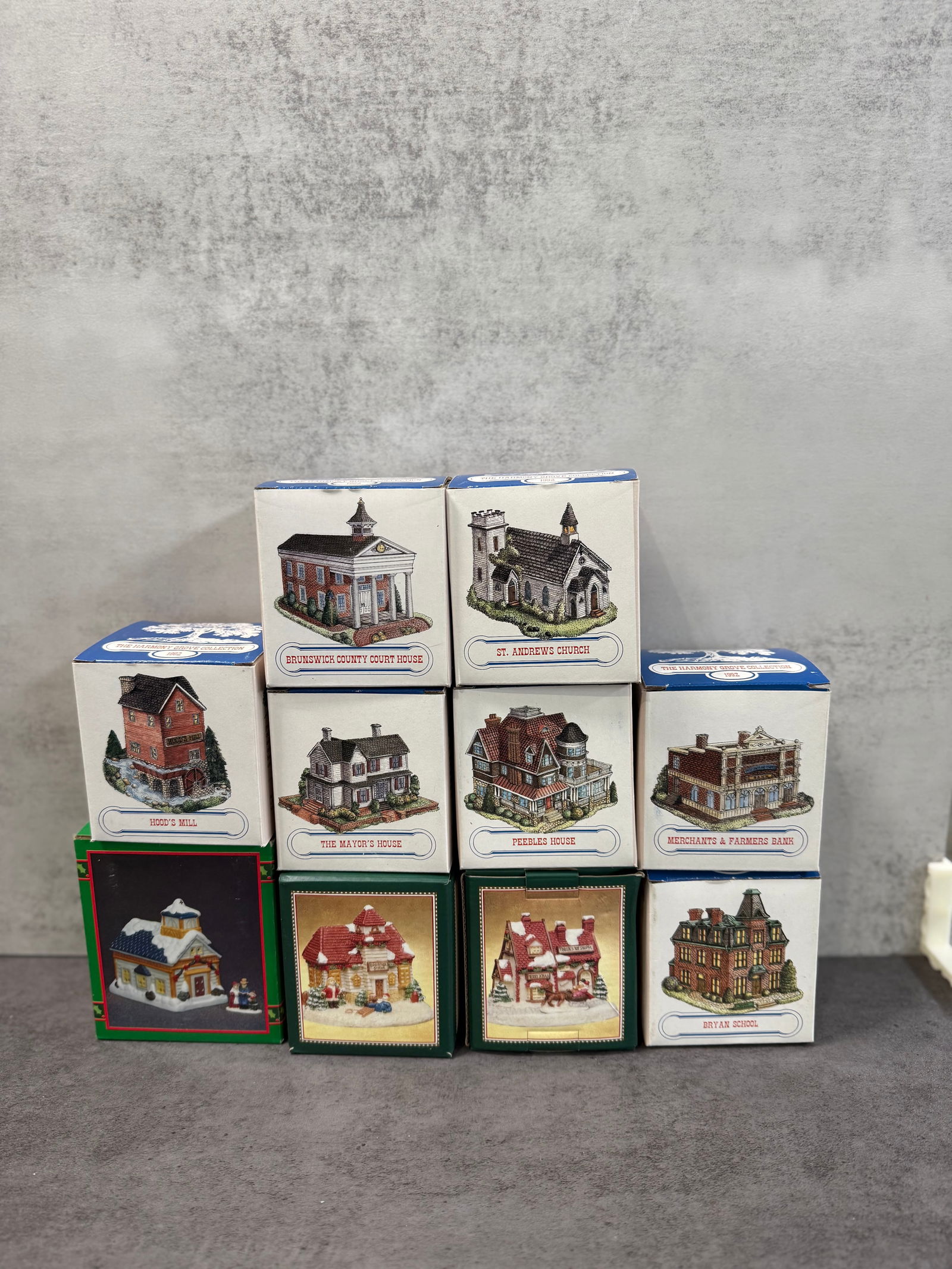 Lot of Vintage Building Ornaments, Limited Edition Village Houses & Landmarks in Original Boxes
