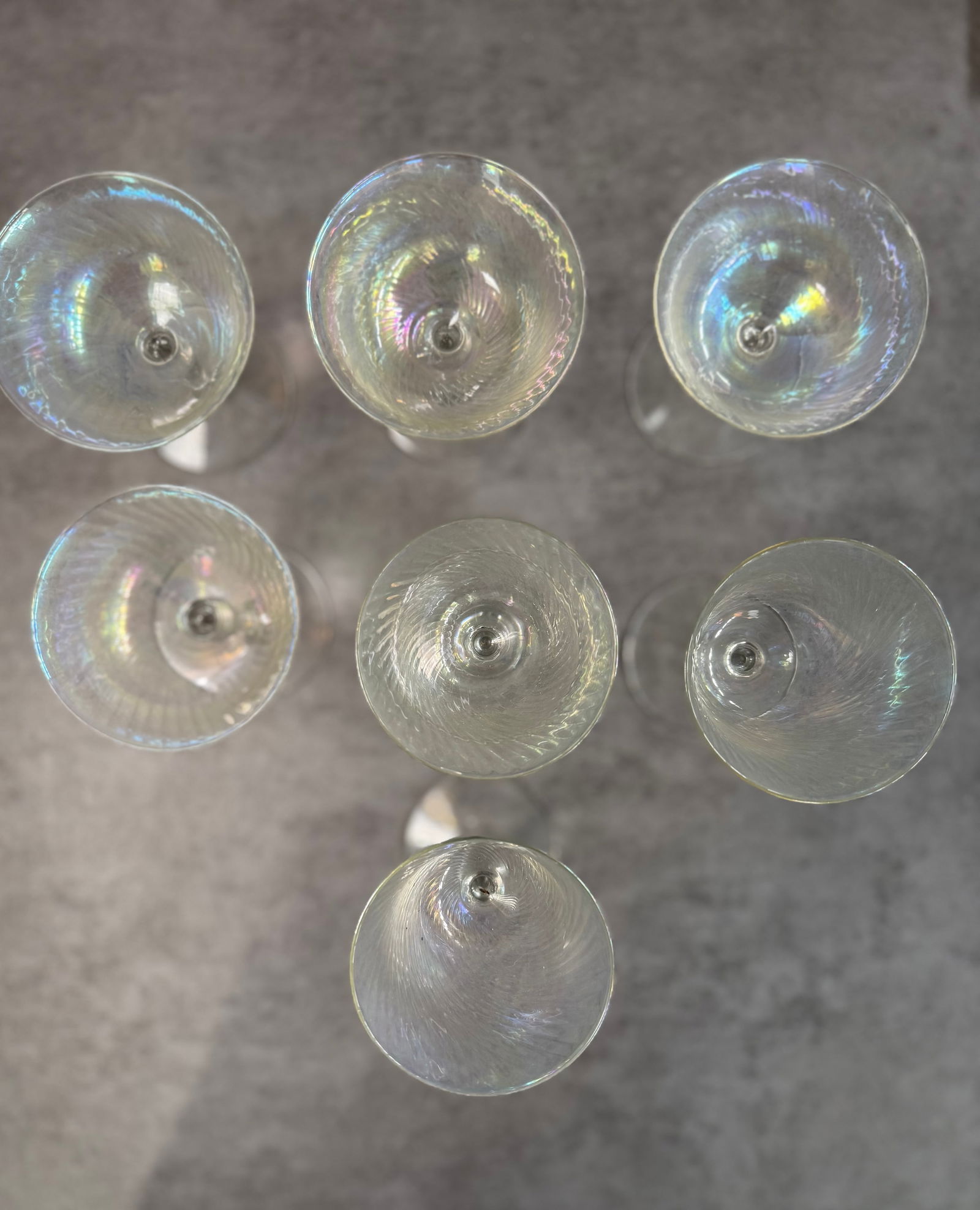 Set of Iridescent Glass Stemware, Vintage Style Cocktail Glasses - 2