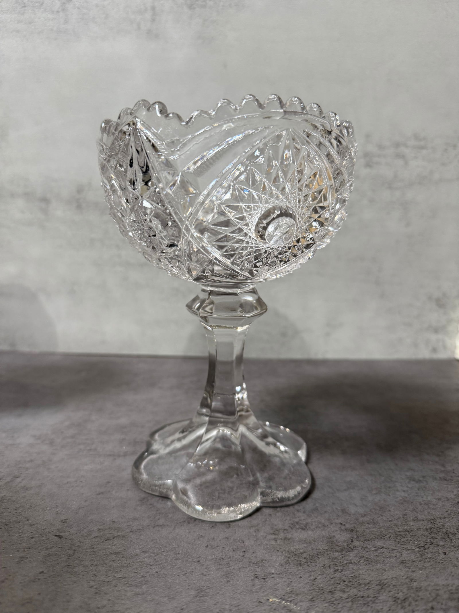 Vintage Pressed Glass Collection, Vase & Pedestal Bowls, Cut Style (3 pcs) - 2