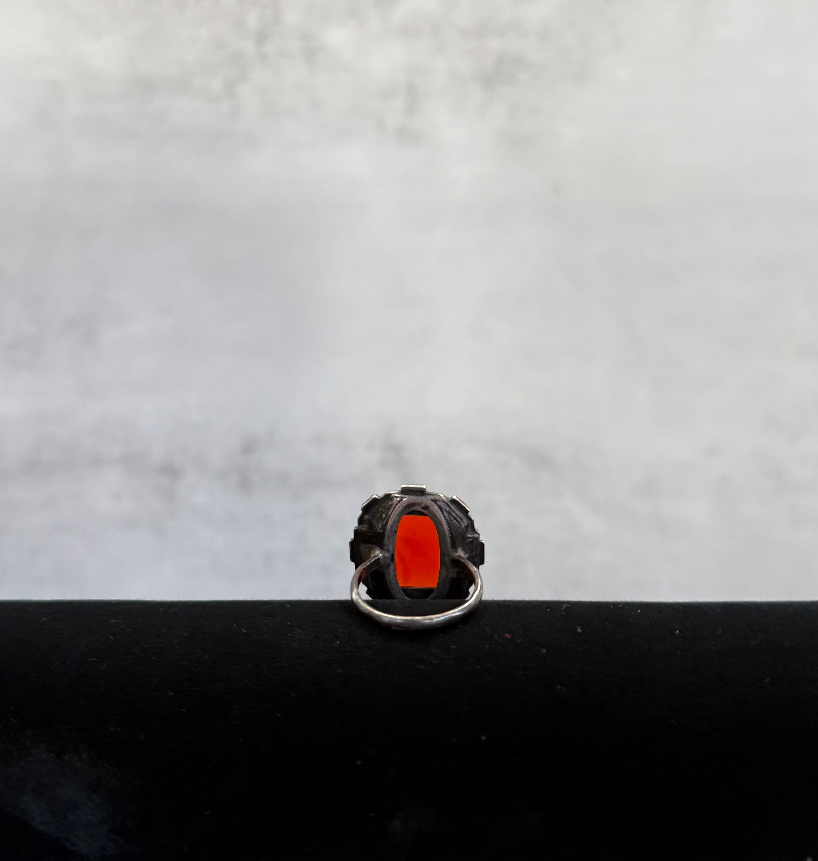 Vintage Sterling Silver Ring with Red Stone – Art Deco Style Statement Jewelry - 2