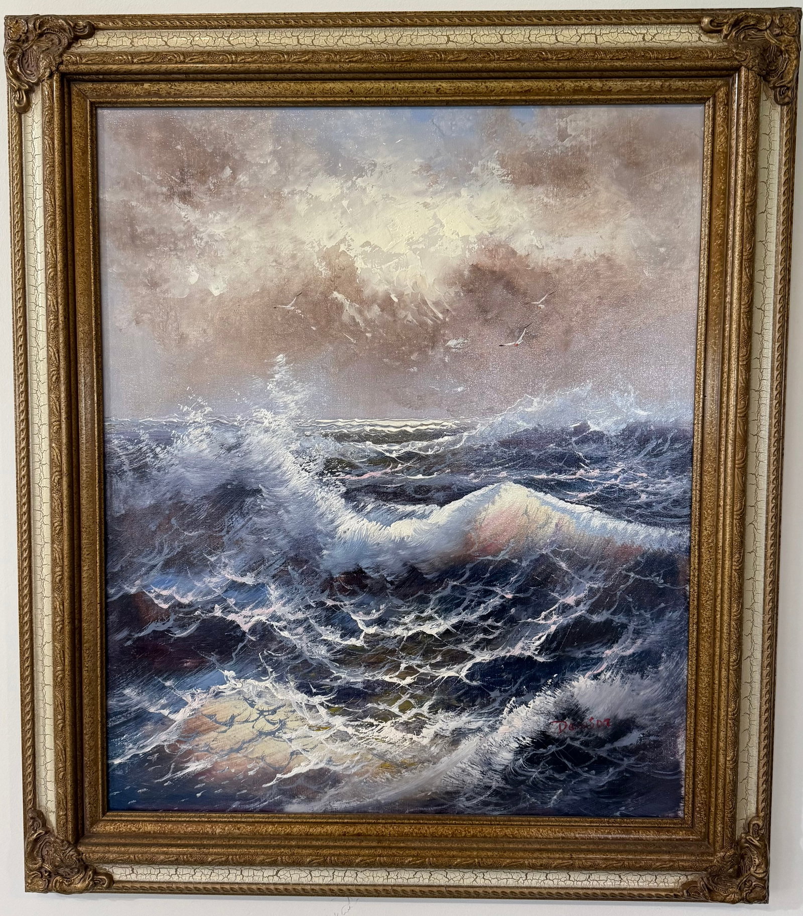 Seascape of Breaking Waves, Oil on Canvas, Signed, 26 x 29 in - 2