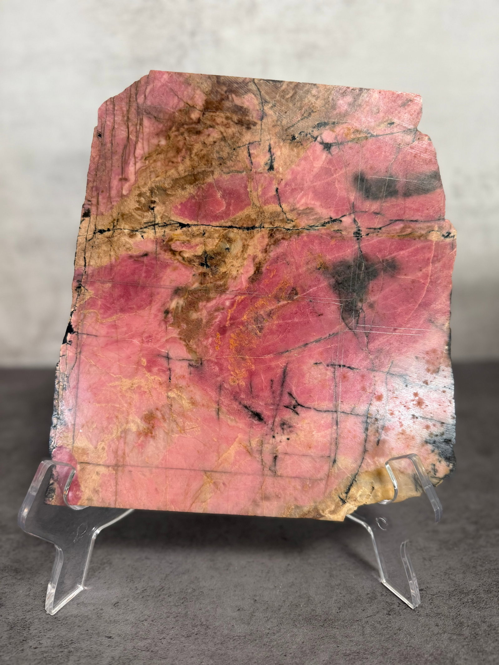“Crimson Terrain” Natural Stone Slab with Abstract Black Veining - 2