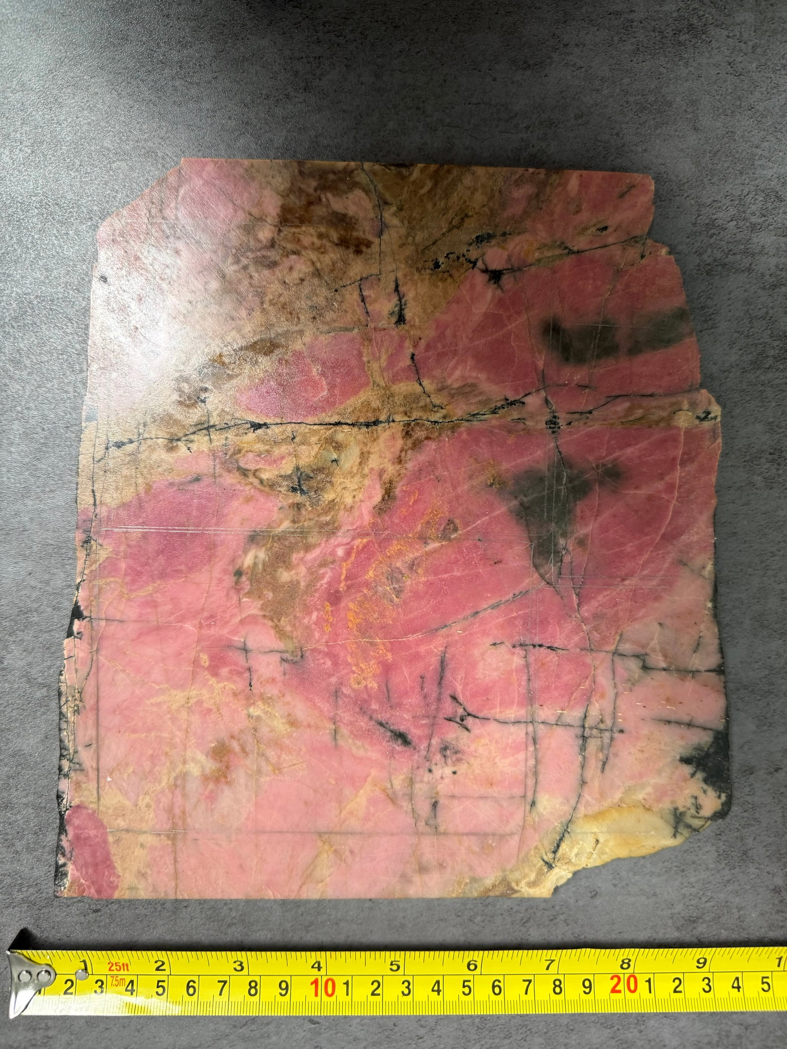 “Crimson Terrain” Natural Stone Slab with Abstract Black Veining - 3