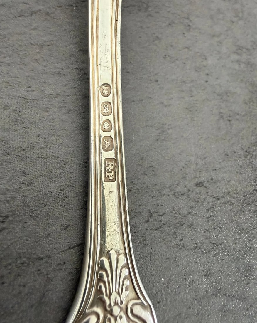 Pair of English Sterling Silver Stuffing Spoons 9"long - 3