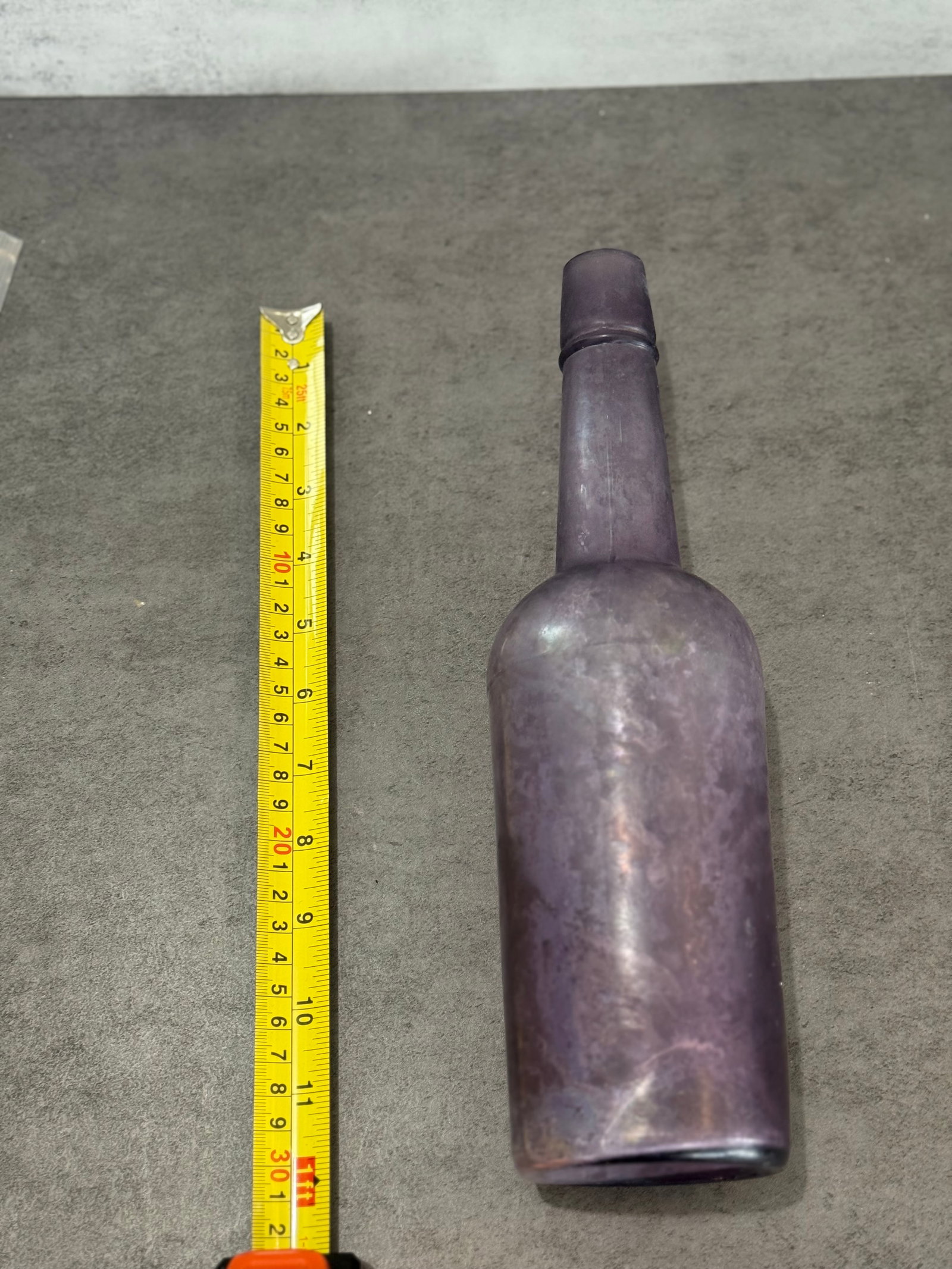 Antique Amethyst Glass Bottle, Sun-Colored Purple - 3